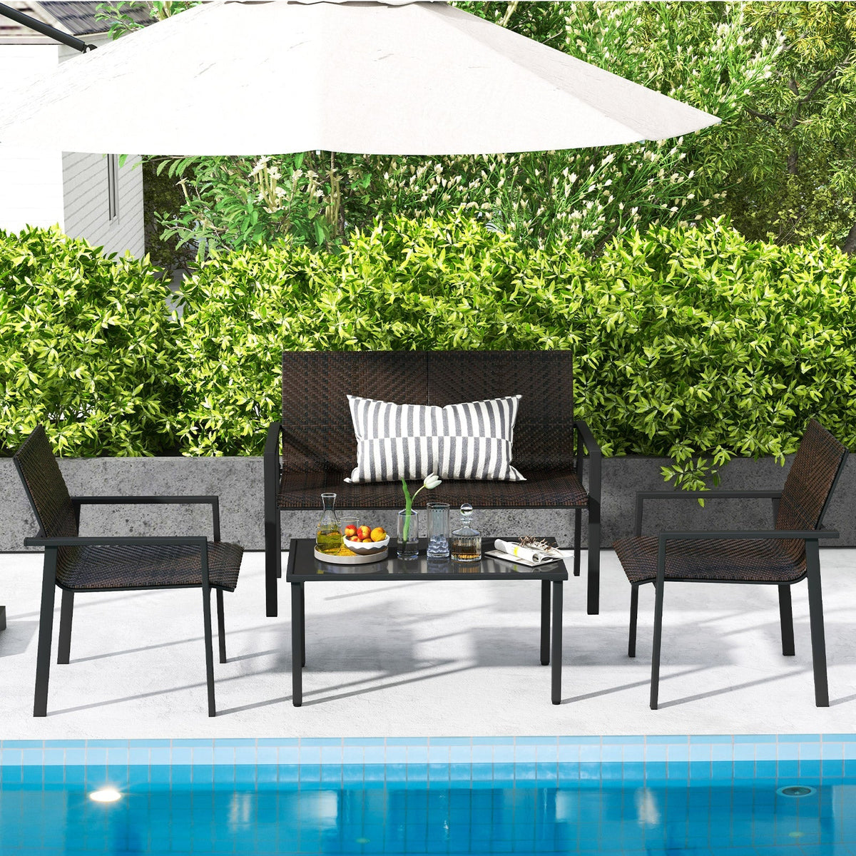 4 Pieces Patio Furniture Set with Heavy Duty Galvanized Metal Frame 6