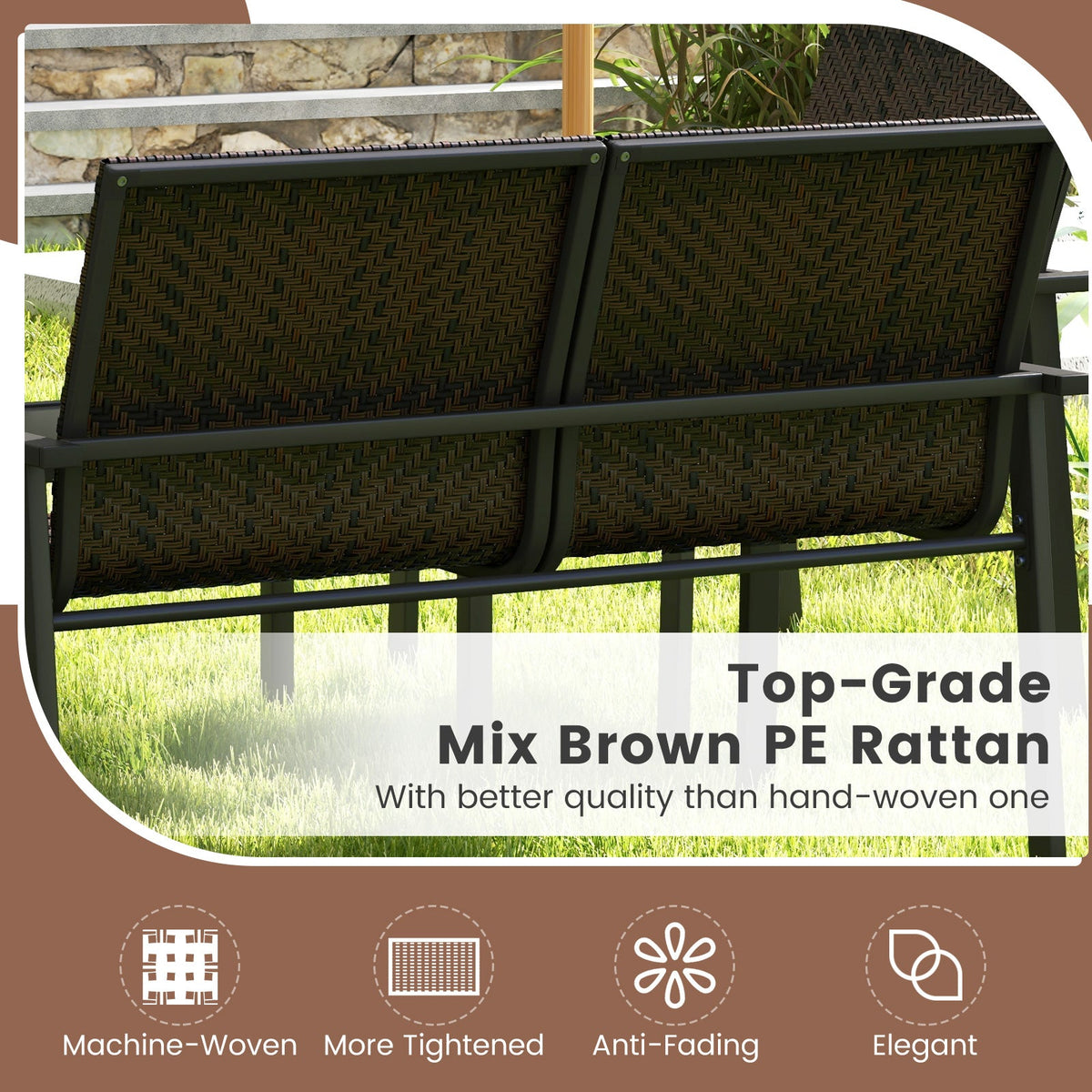 4 Pieces Patio Furniture Set with Heavy Duty Galvanized Metal Frame 7