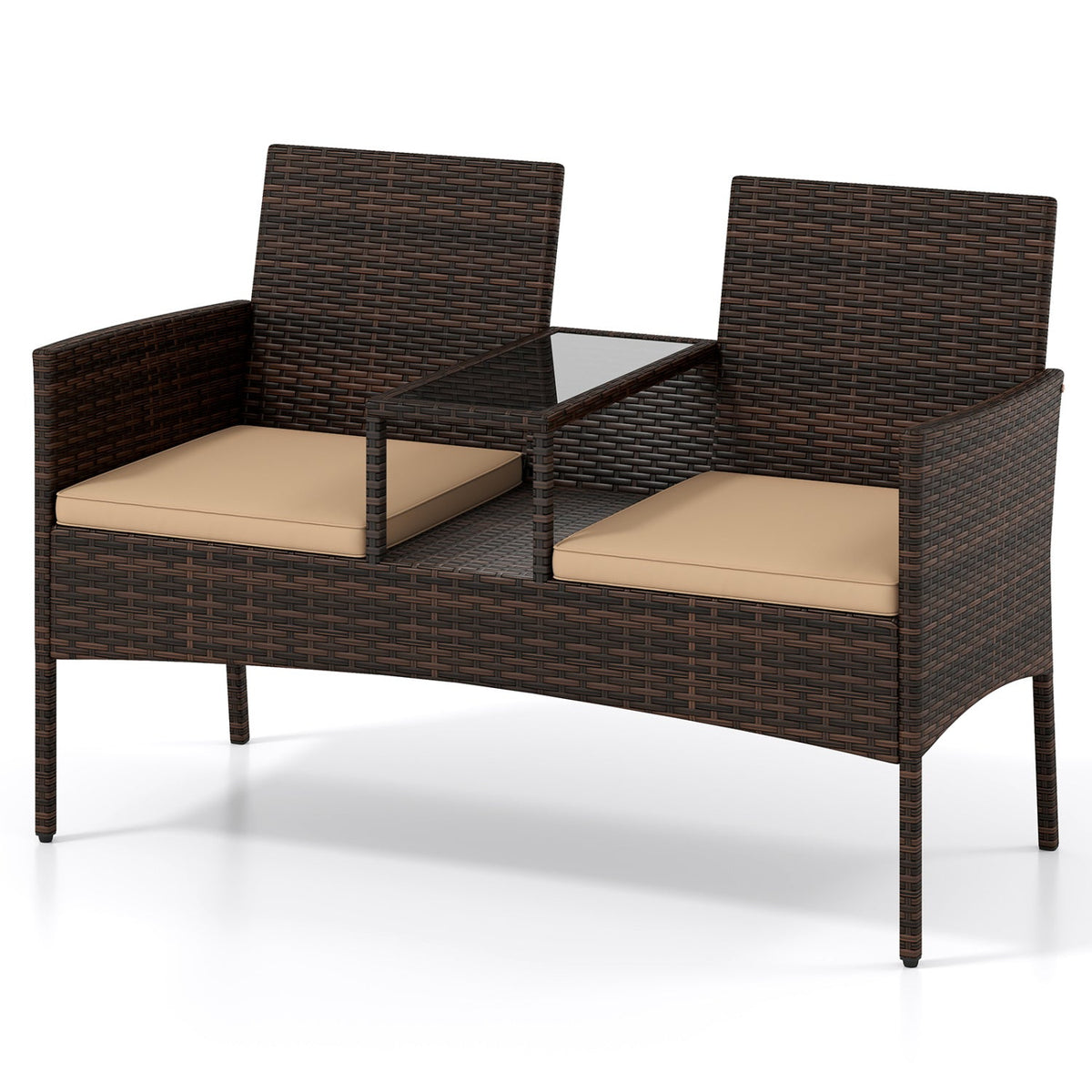 Patio Loveseat 2-Seat Conversation Set with Coffee Table 3