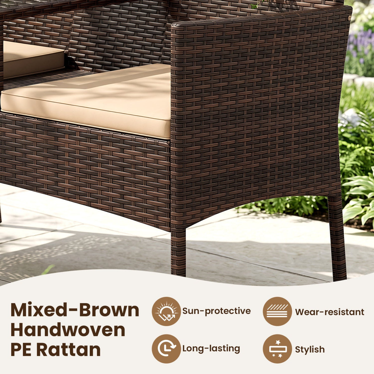 Patio Loveseat 2-Seat Conversation Set with Coffee Table 7