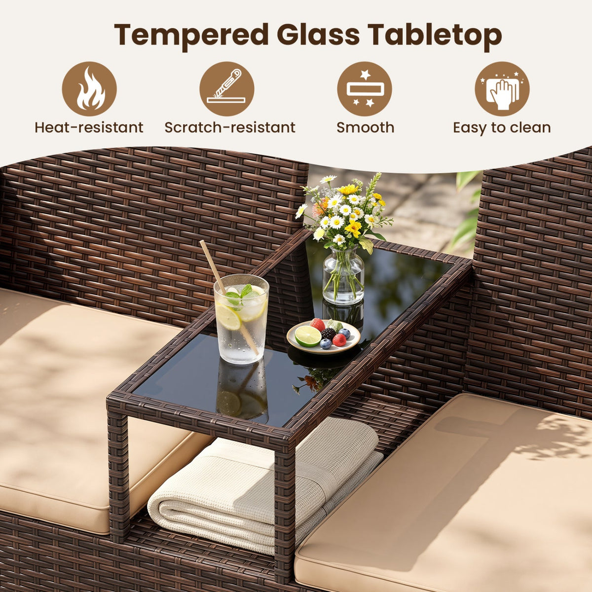 Patio Loveseat 2-Seat Conversation Set with Coffee Table 8