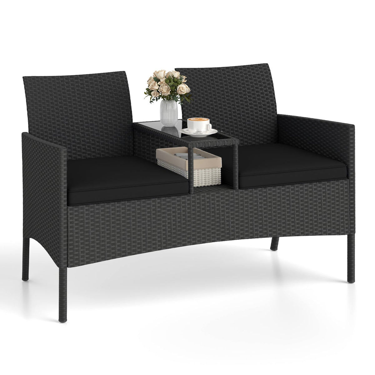 Patio Loveseat with Built-in Table and Storage 3