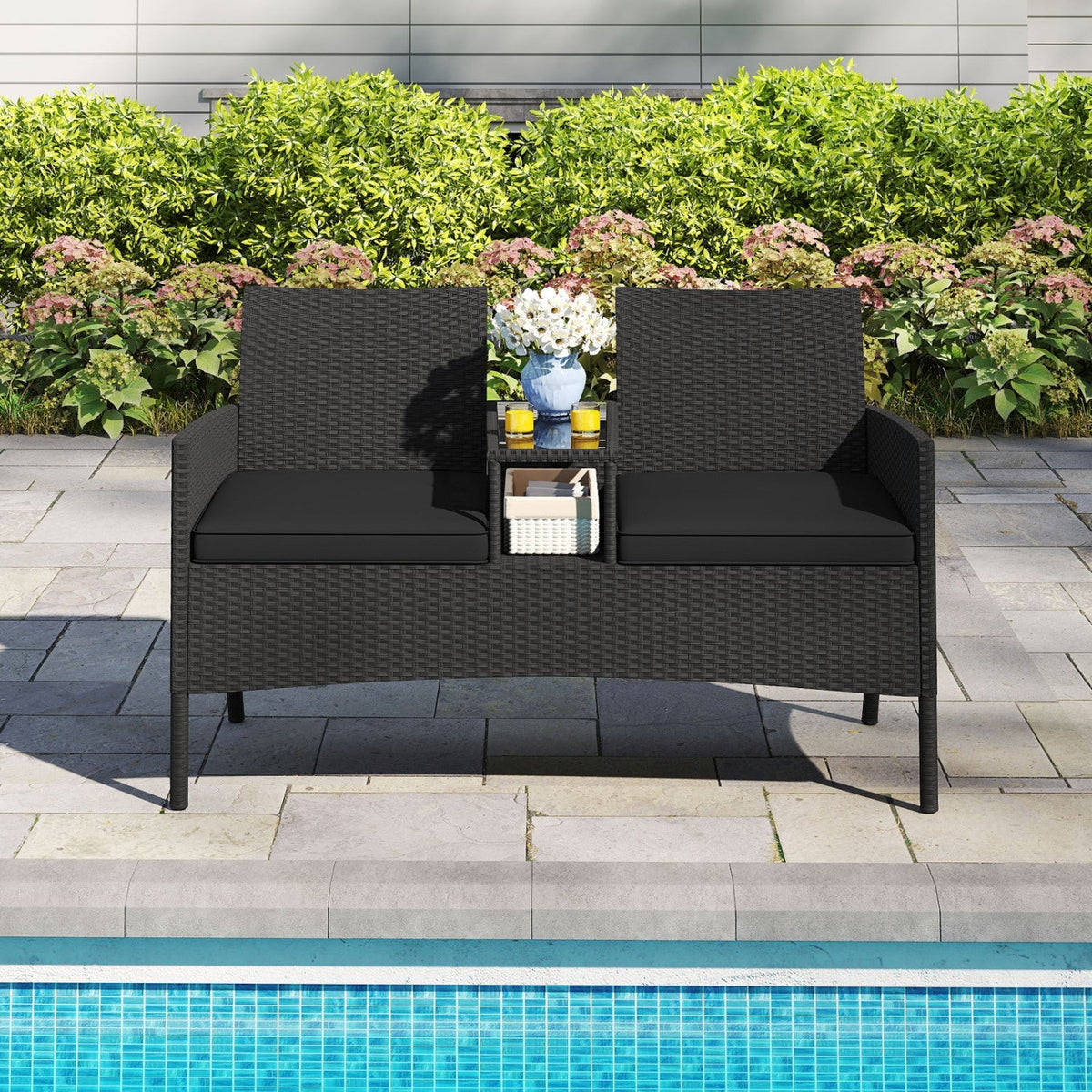 Patio Loveseat with Built-in Table and Storage 6
