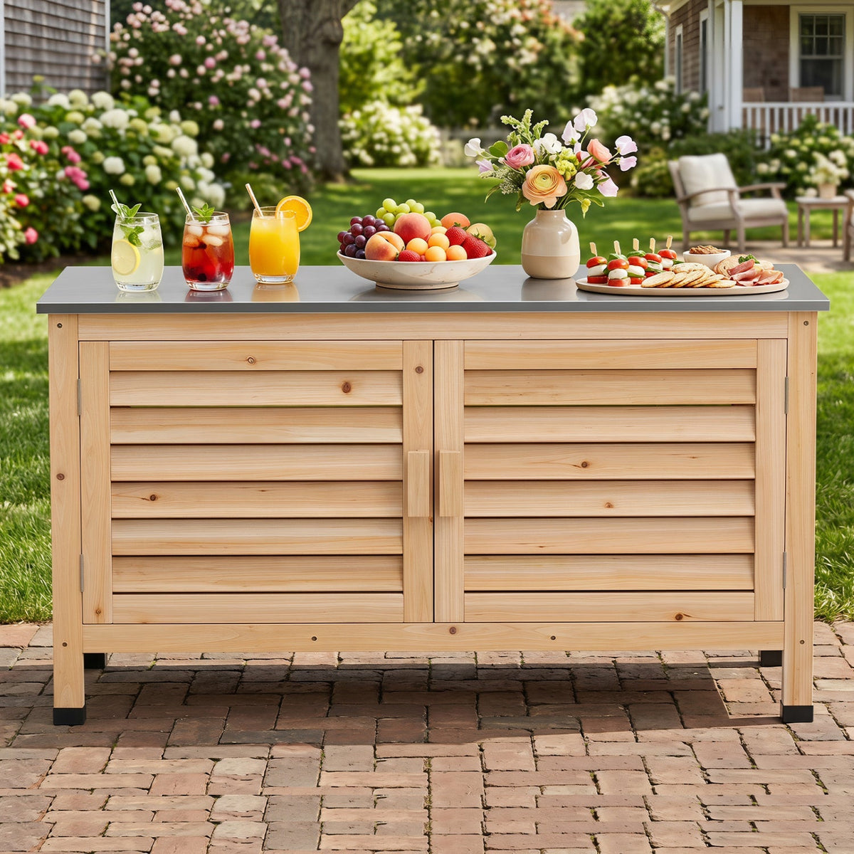 Outdoor Storage Cabinet with Stainless Steel Countertop 2