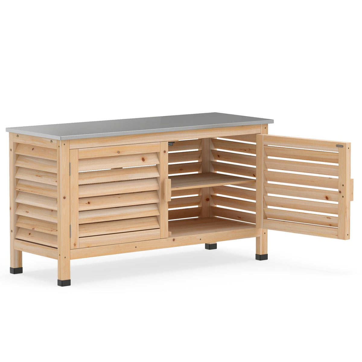 Outdoor Storage Cabinet with Stainless Steel Countertop 3
