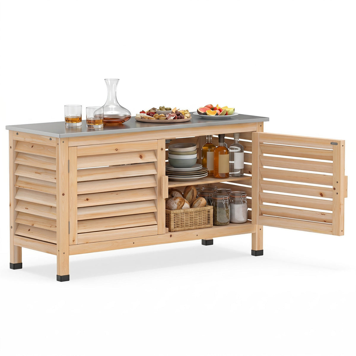 Outdoor Storage Cabinet with Stainless Steel Countertop 4