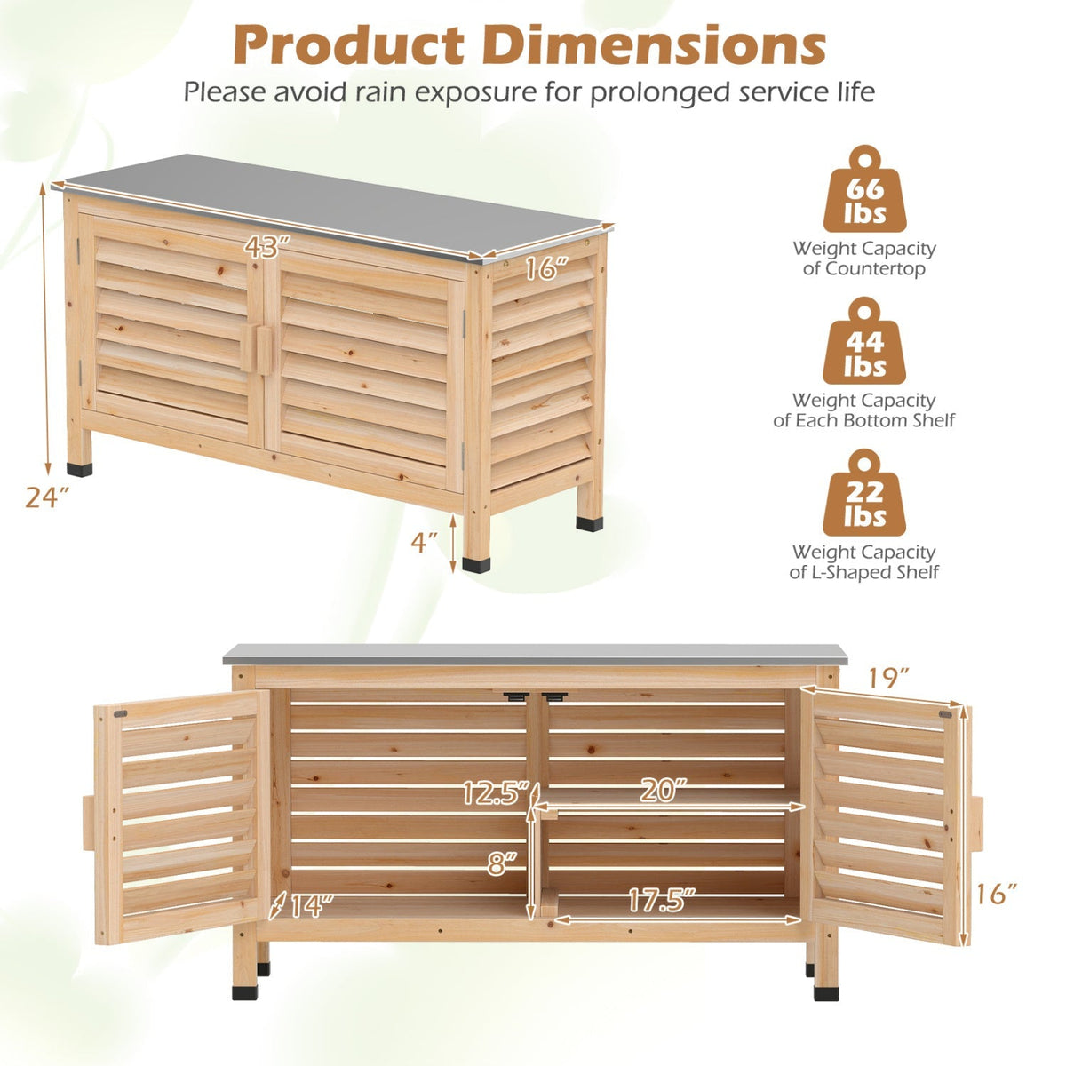 Outdoor Storage Cabinet with Stainless Steel Countertop 5