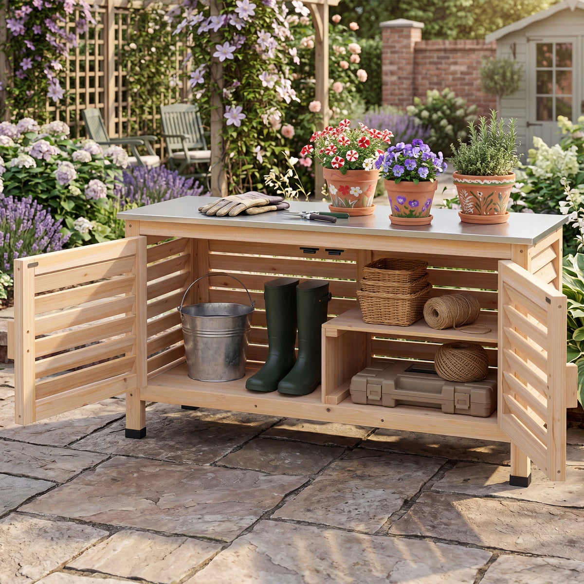 Outdoor Storage Cabinet with Stainless Steel Countertop 6