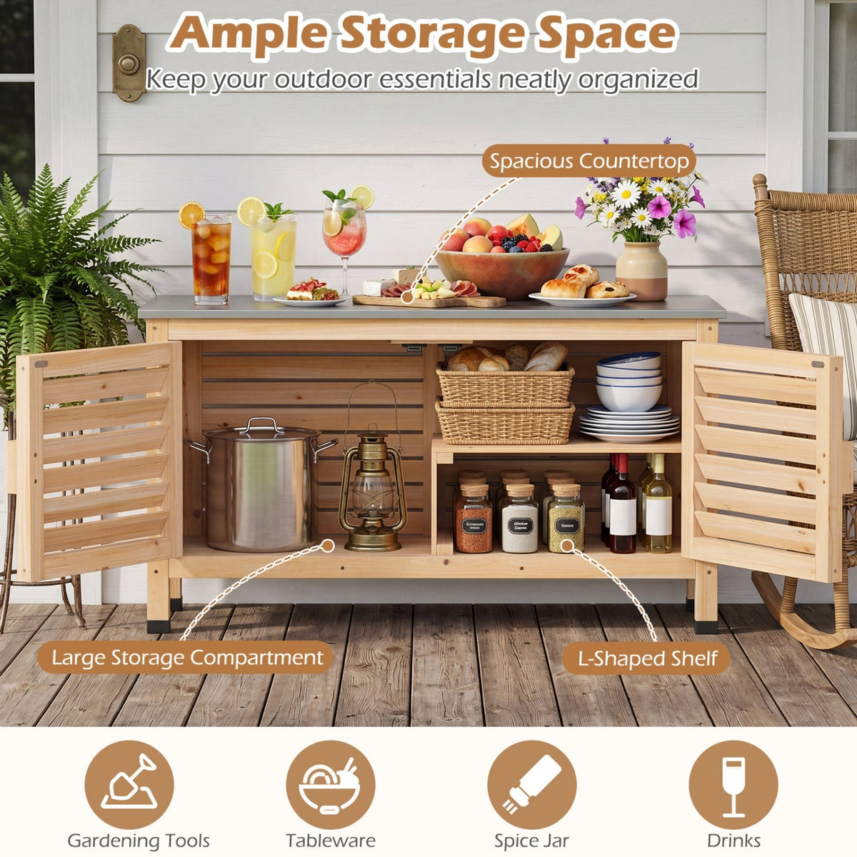 Outdoor Storage Cabinet with Stainless Steel Countertop 7