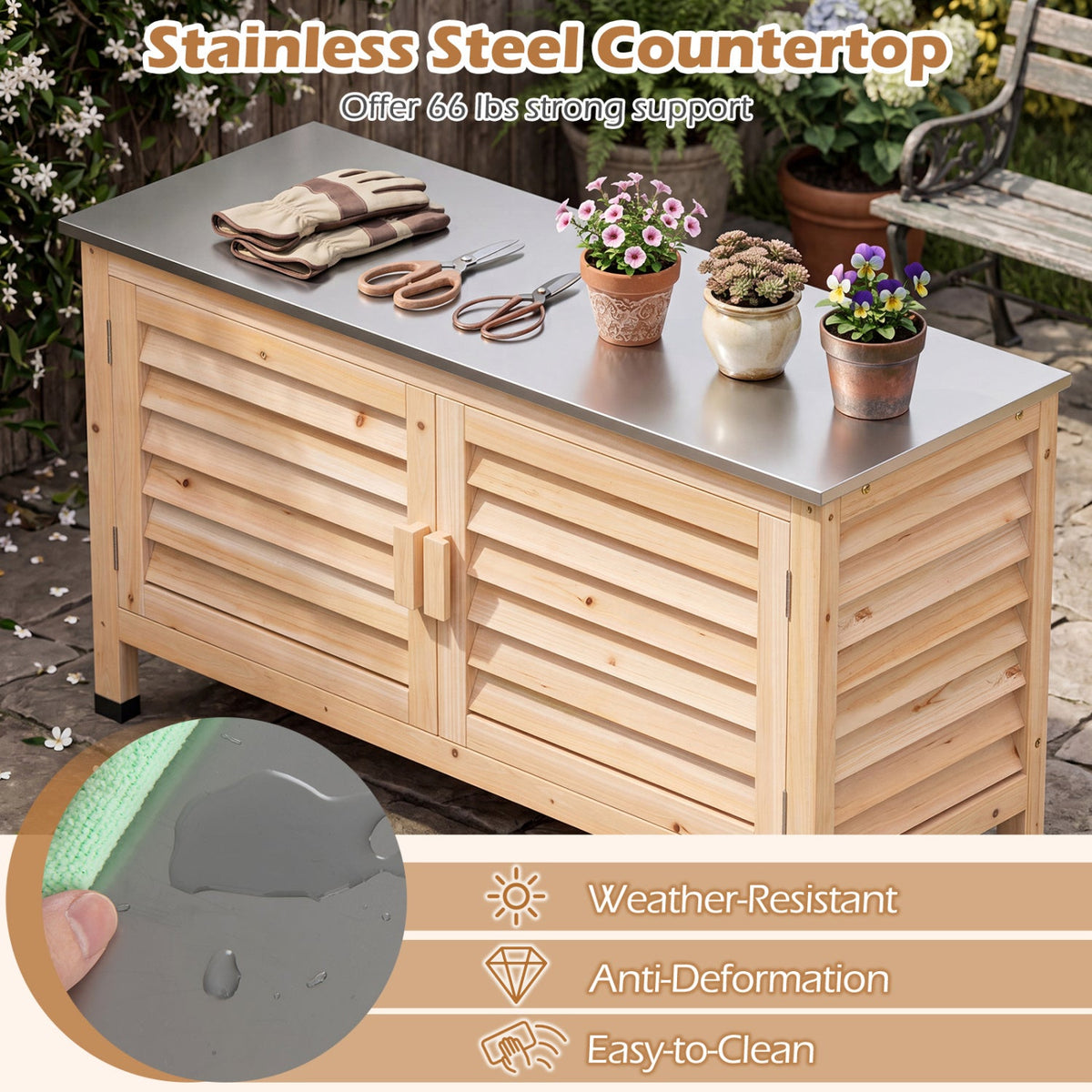 Outdoor Storage Cabinet with Stainless Steel Countertop 8