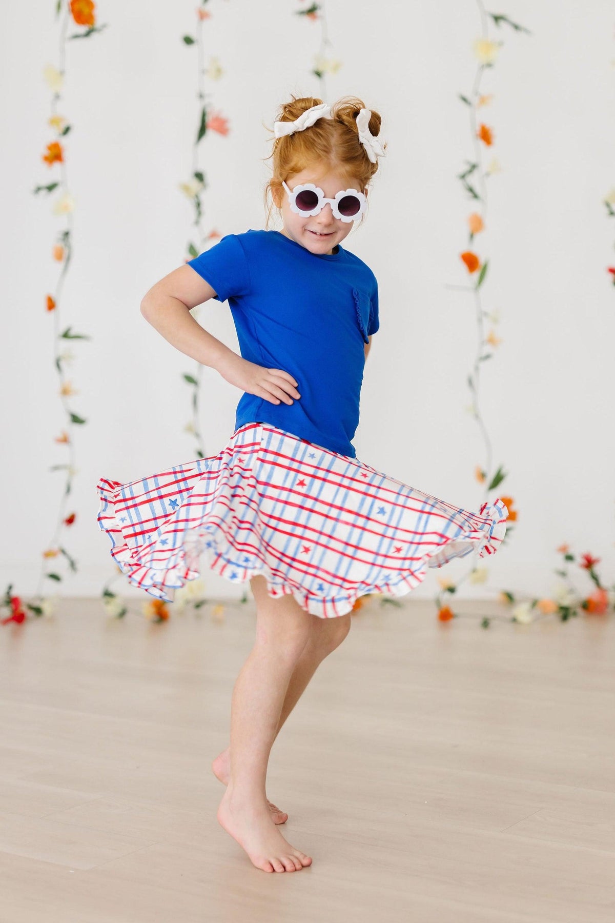 SALE Patriotic Plaid Ruffle Twirl Skort 3