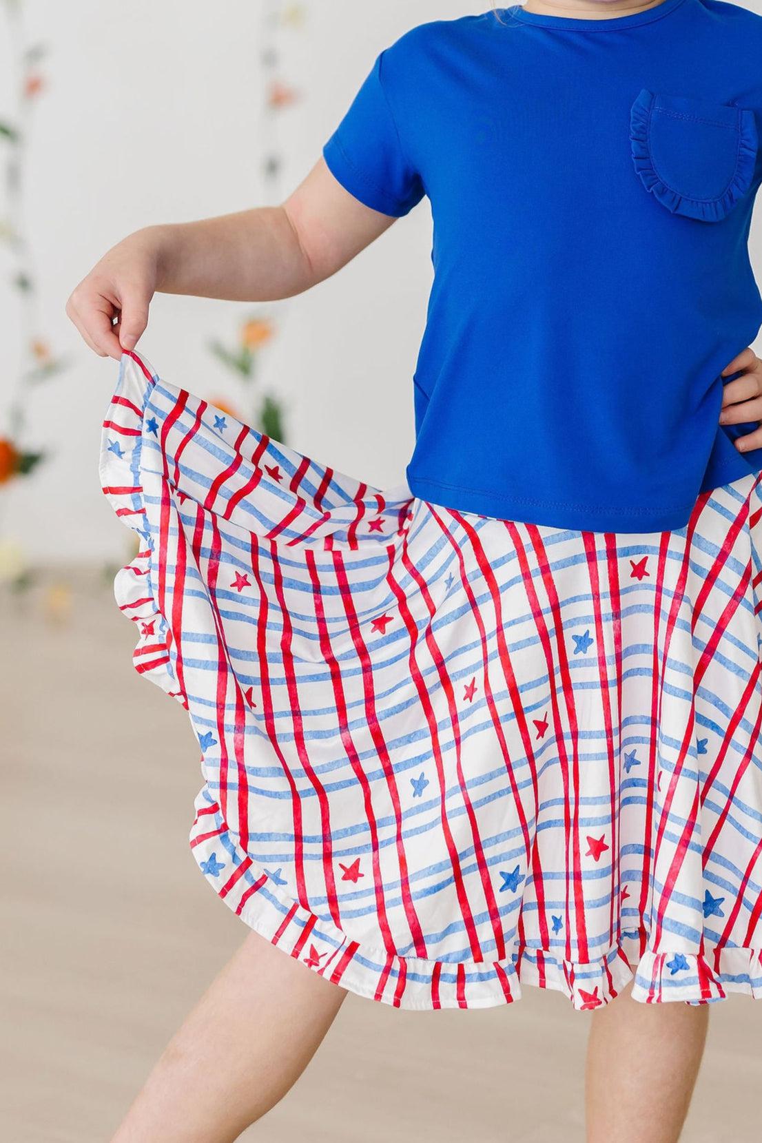 SALE Patriotic Plaid Ruffle Twirl Skort 1