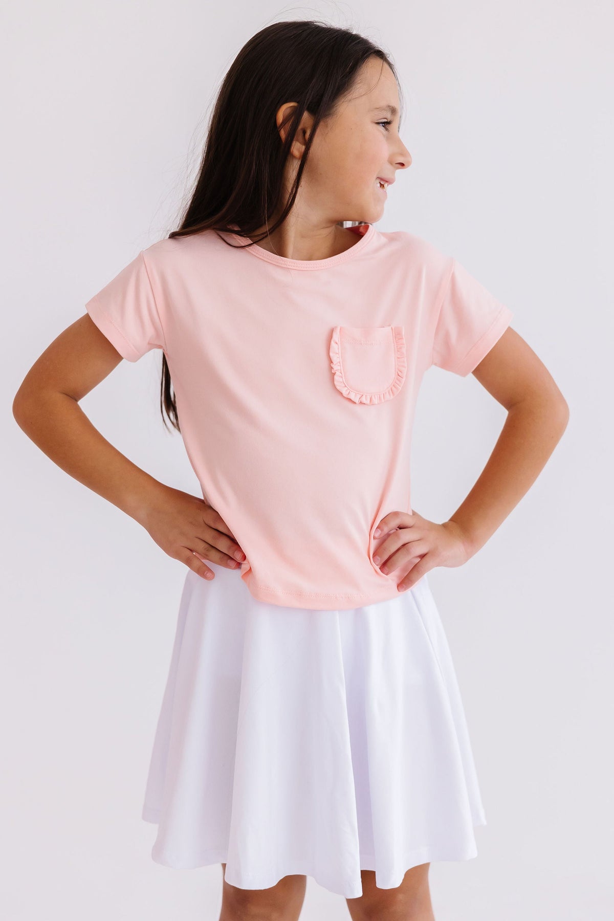 Peach Ruffle Pocket Tee 4