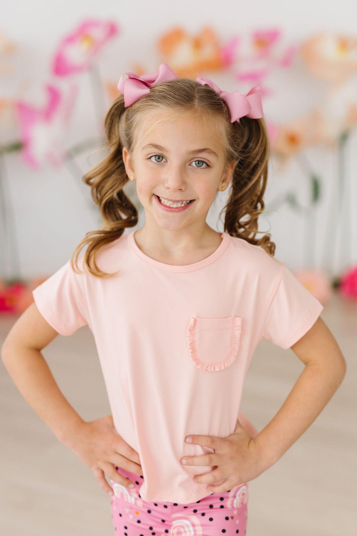 Peach Ruffle Pocket Tee 5
