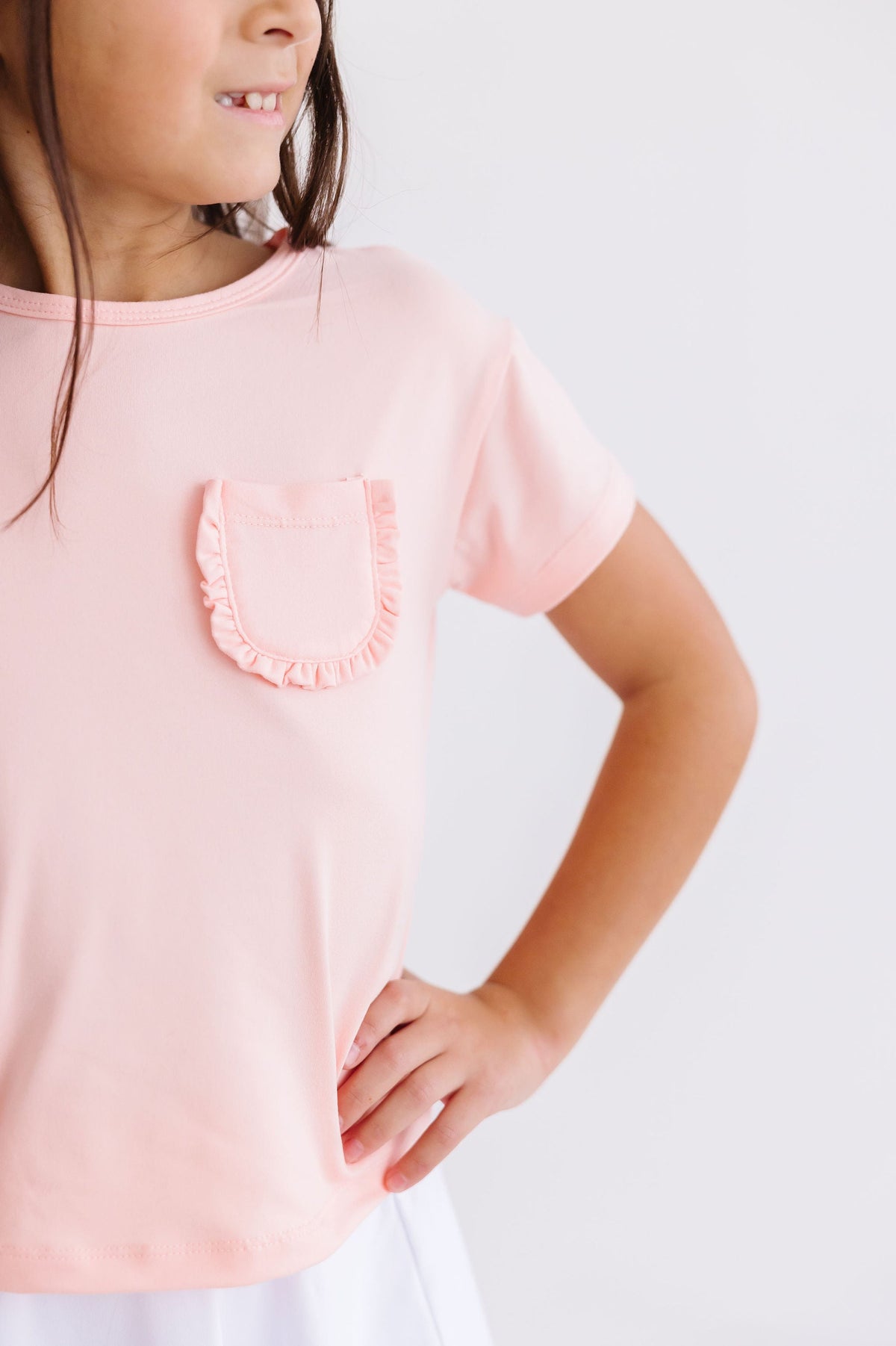Peach Ruffle Pocket Tee 3