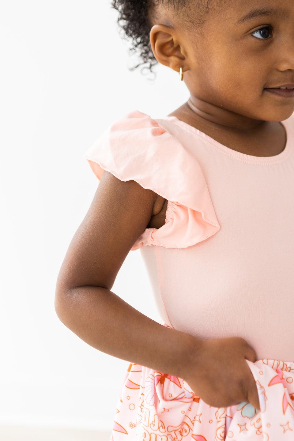 SALE Peach S/S Flutter Sleeve Leotard 2