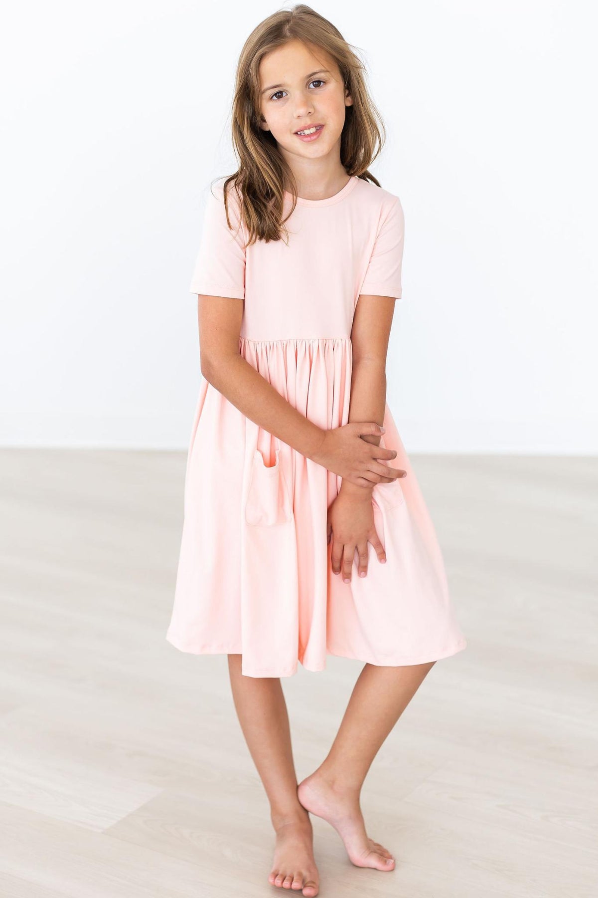 Peach S/S Pocket Twirl Dress 5