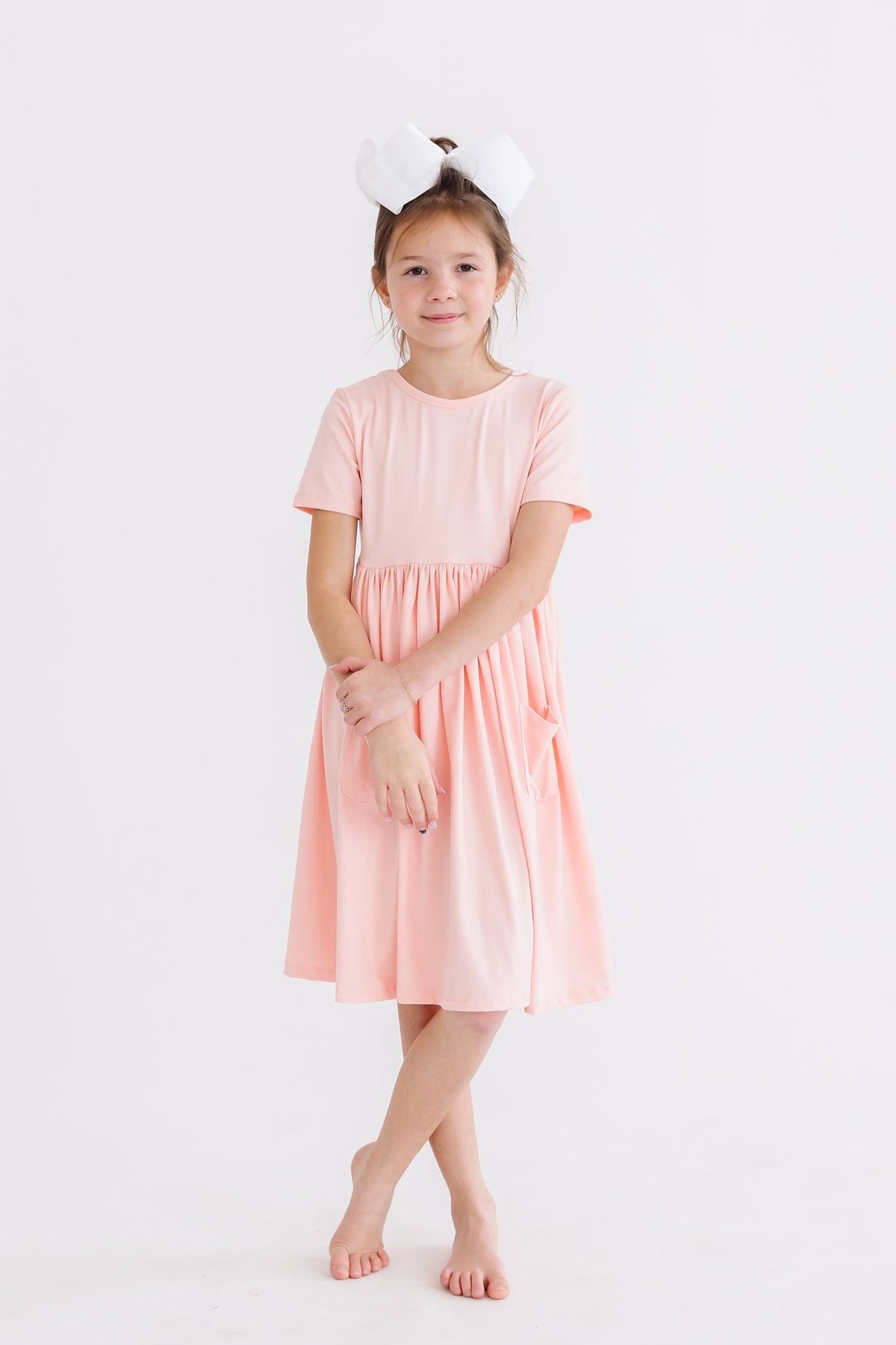 Peach S/S Pocket Twirl Dress 6