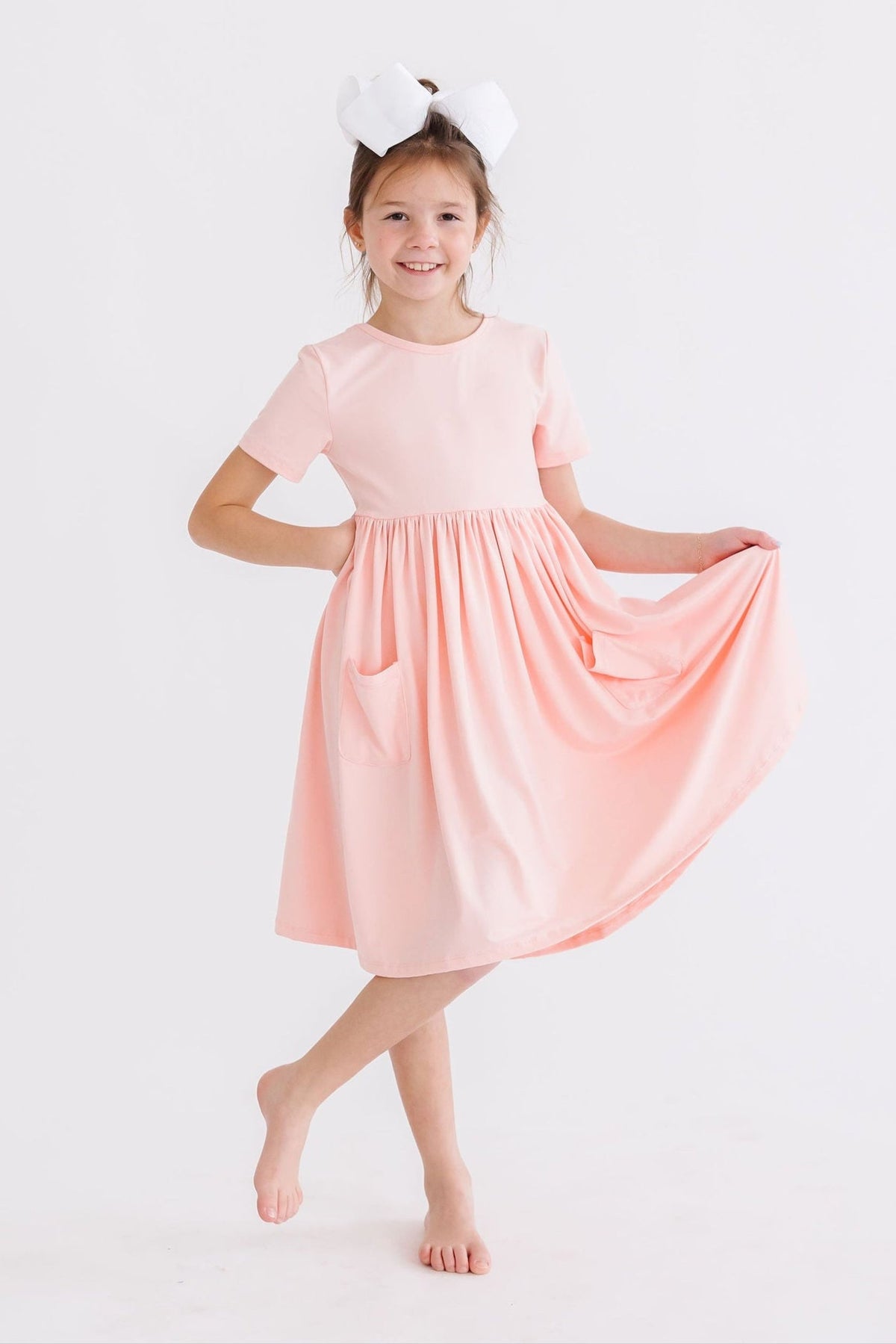 Peach S/S Pocket Twirl Dress 1