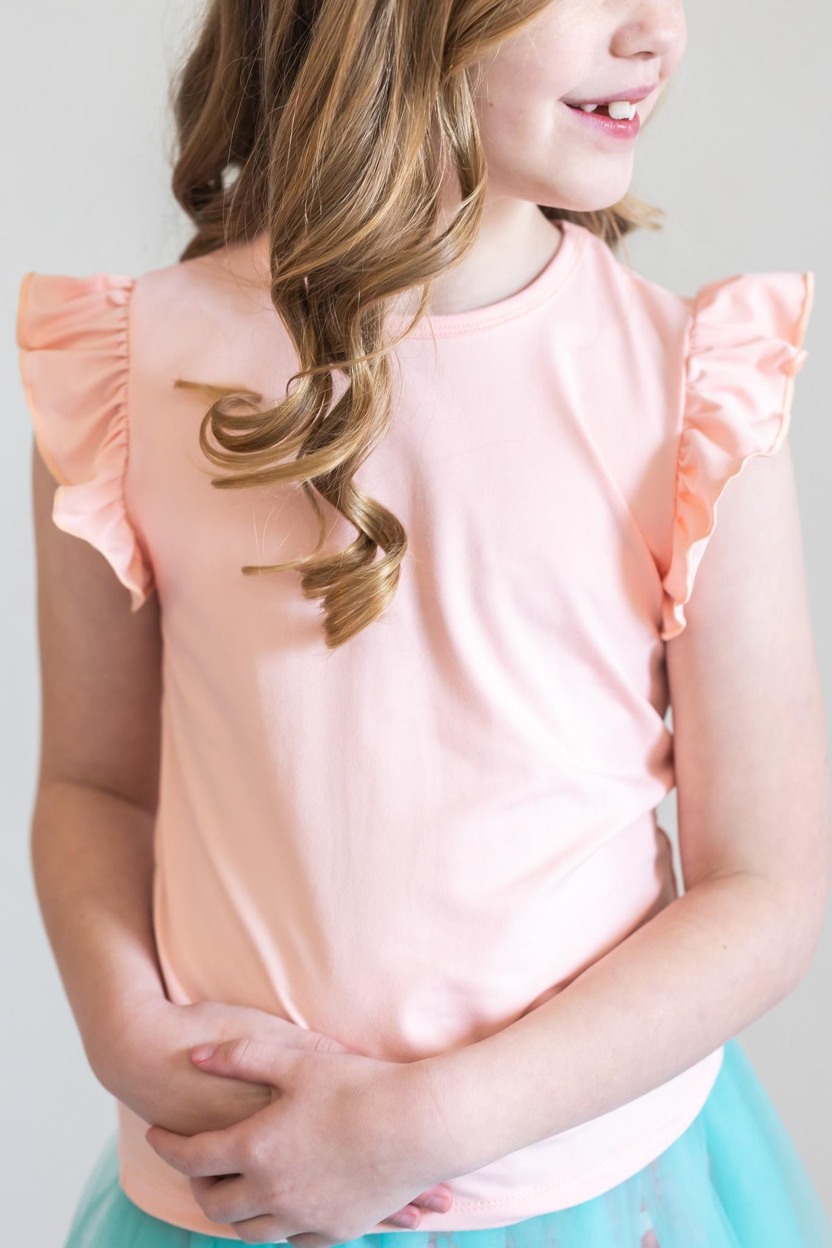 Peach S/S Ruffle Tee 2