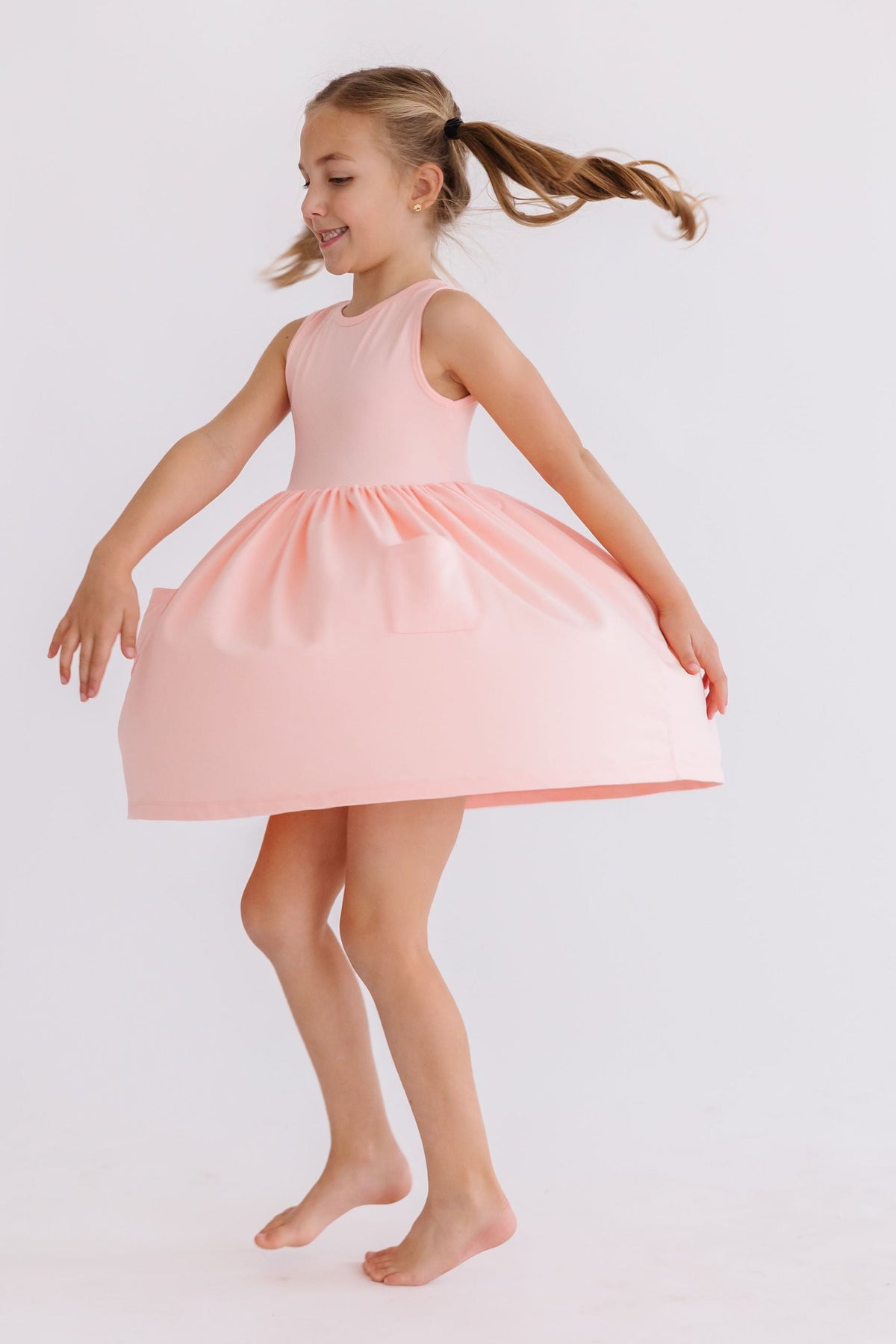 Peach Tank Pocket Twirl Dress 4
