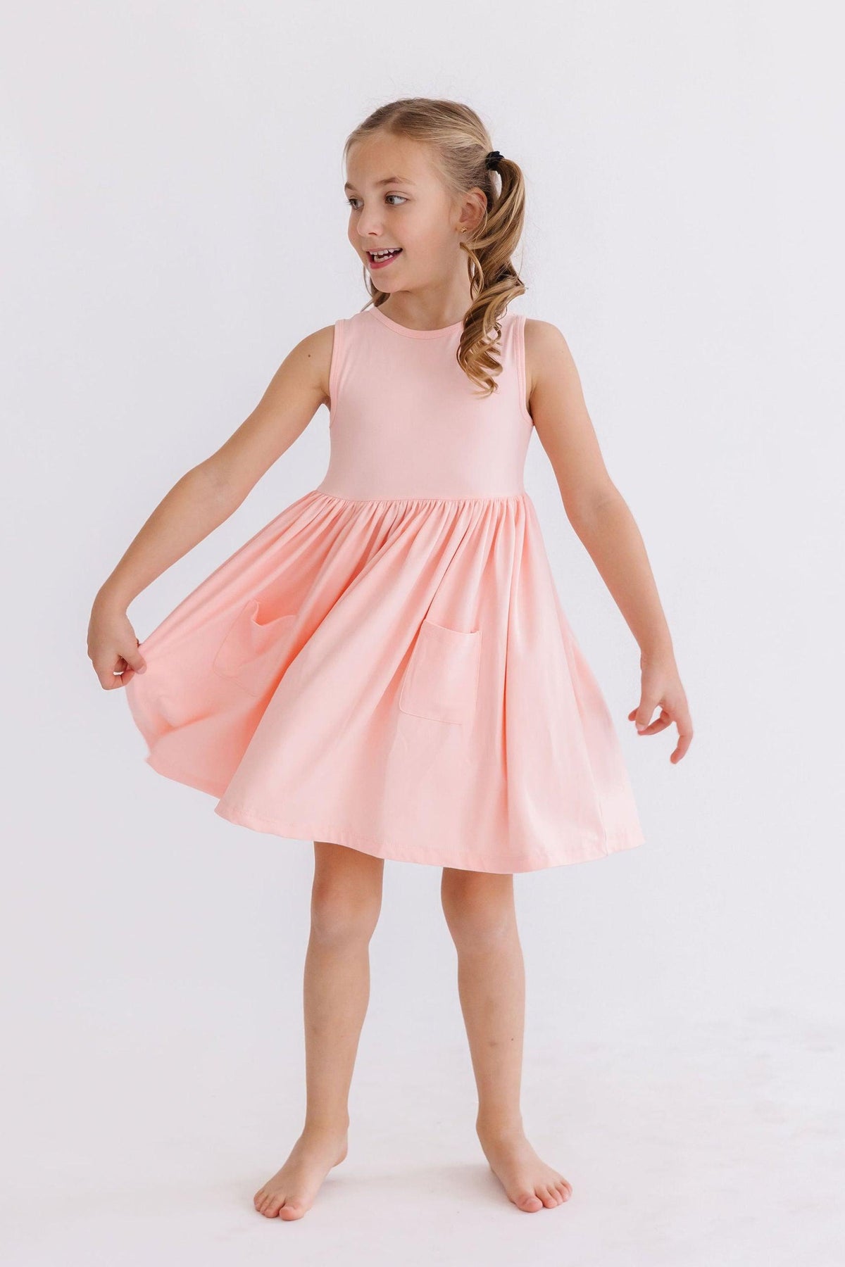 Peach Tank Pocket Twirl Dress 1