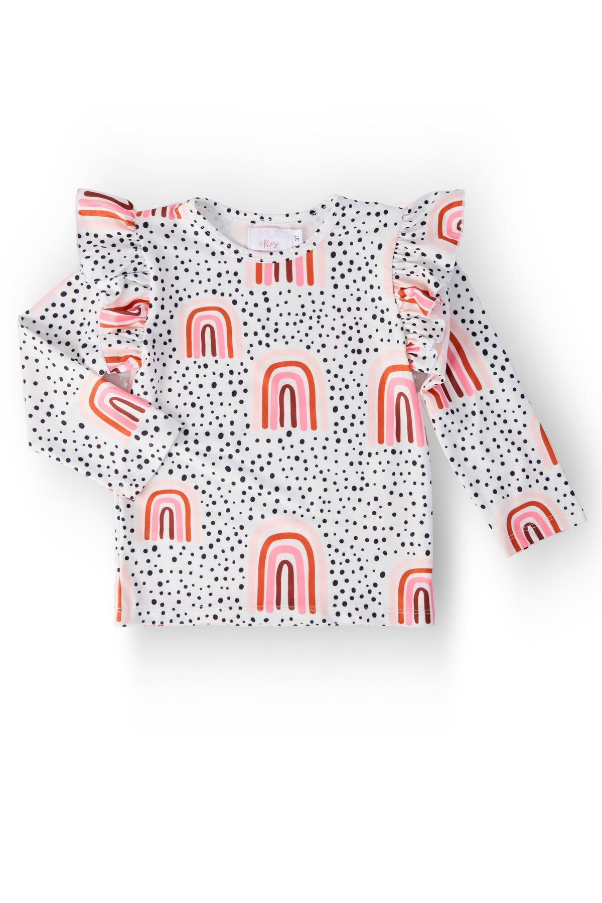 Peach Rainbow L/S Ruffle Tee 1