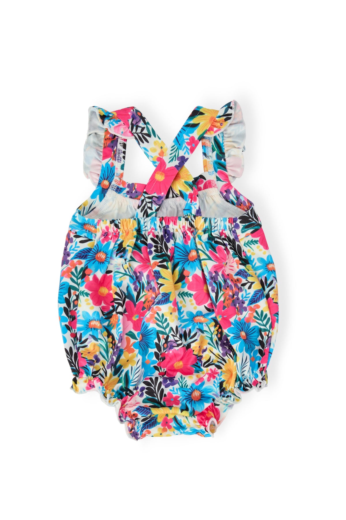 Petal Paradise Ruffle Cross Back Romper 3
