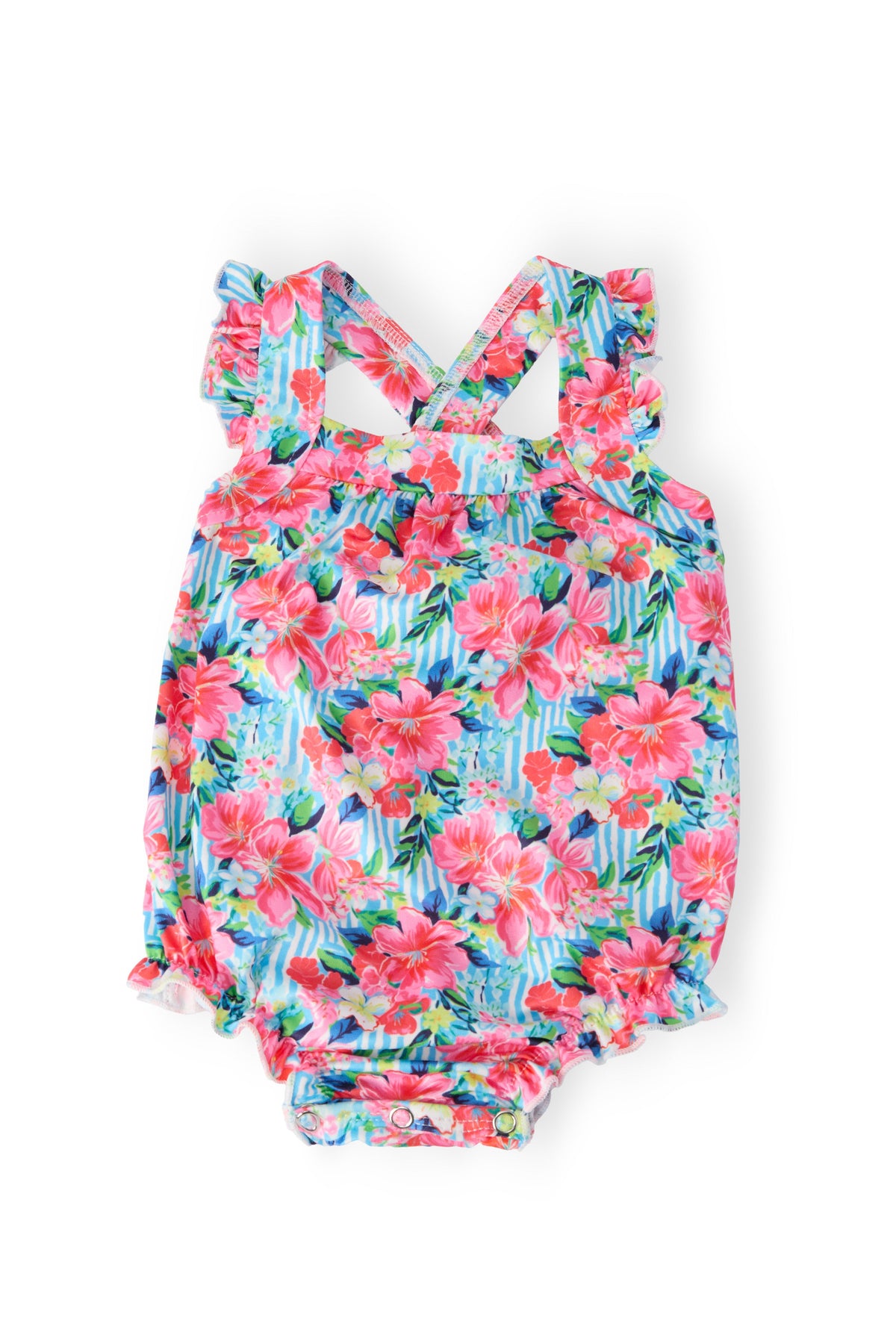 Petals in Paradise Ruffle Cross Back Romper 1