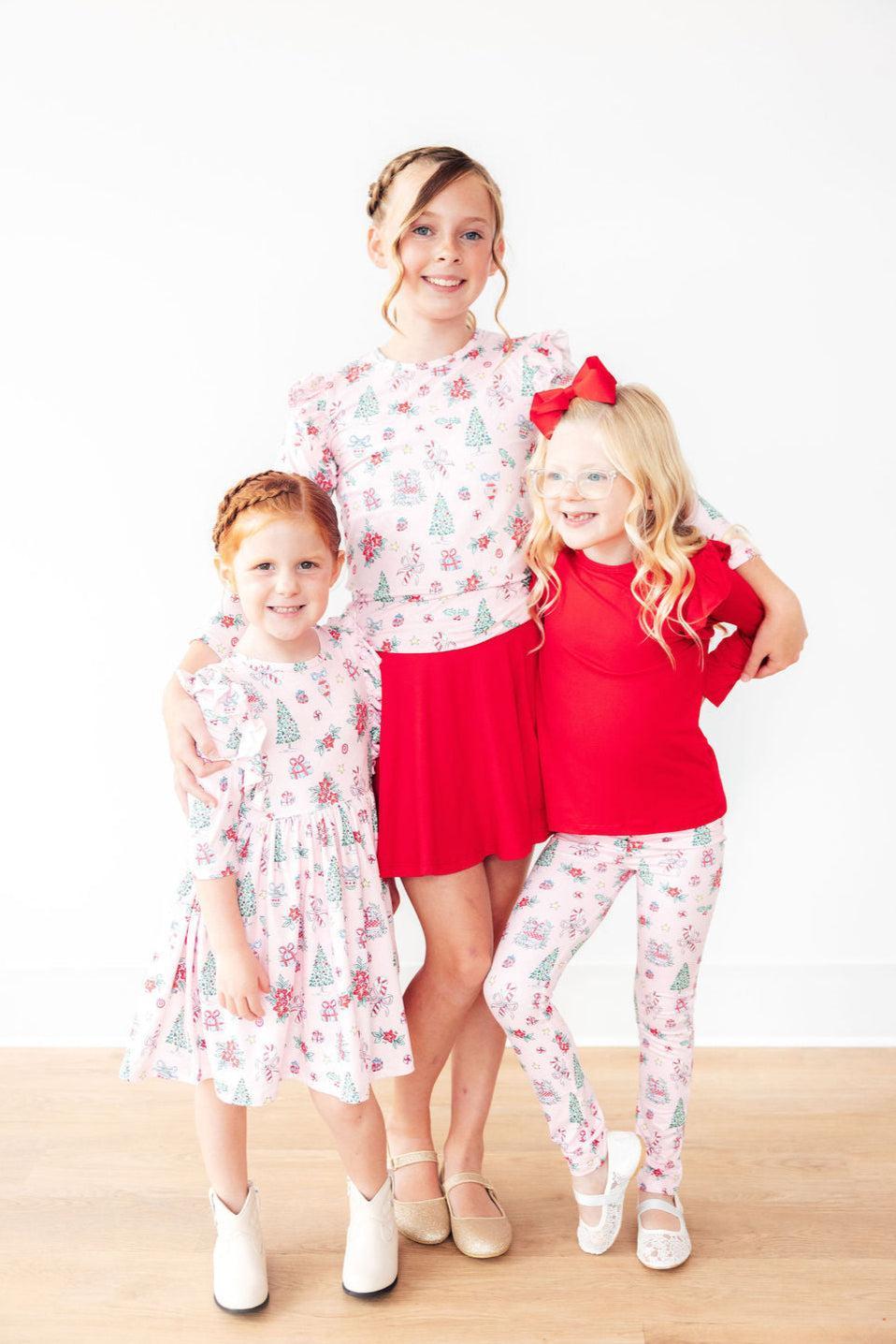 Pink Christmas L/S Ruffle Tee 2
