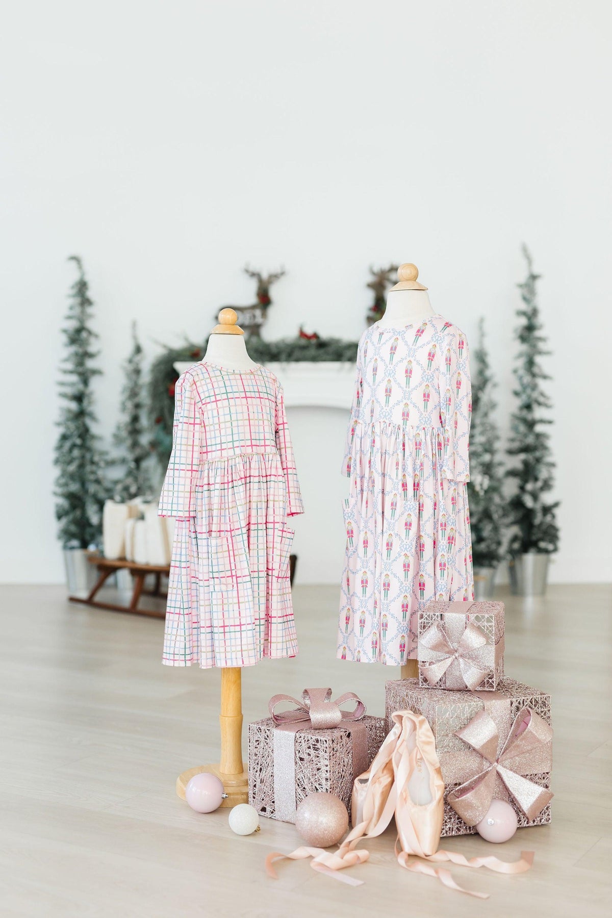 Pink Plaid 3/4 Sleeve Pocket Twirl Dress 6