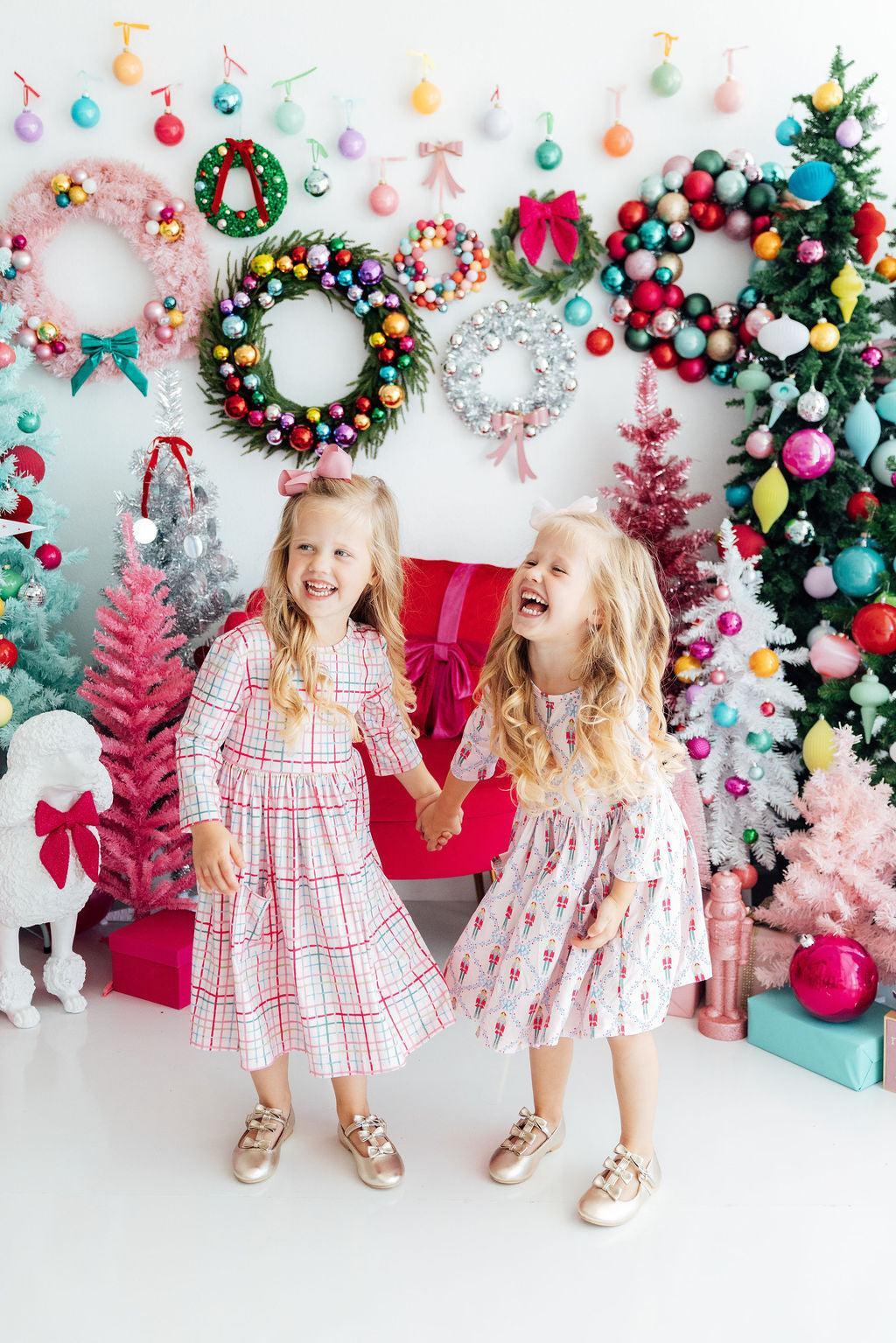 Pink Plaid 3/4 Sleeve Pocket Twirl Dress 5
