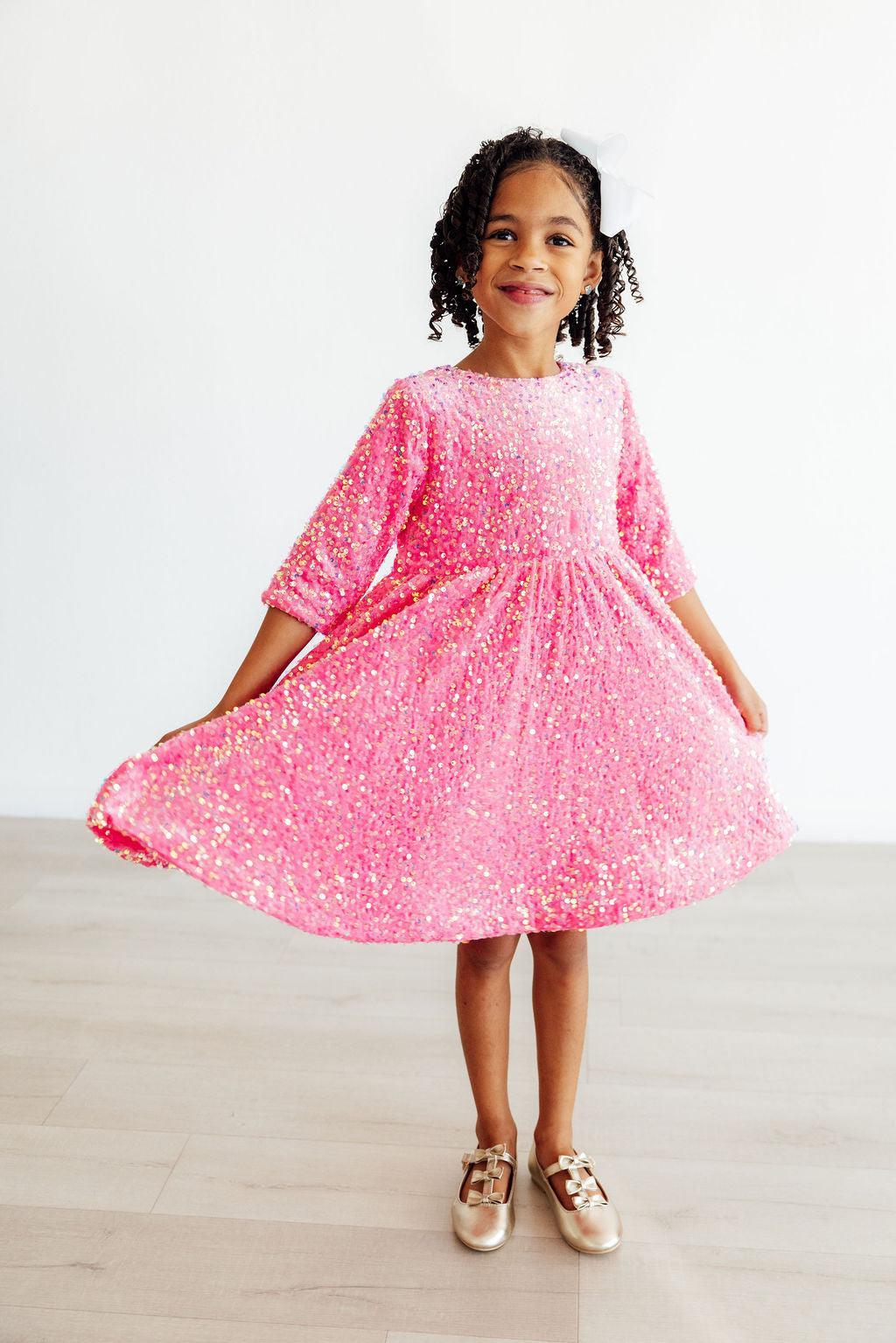 Pink Velvet Sequin Dress 3