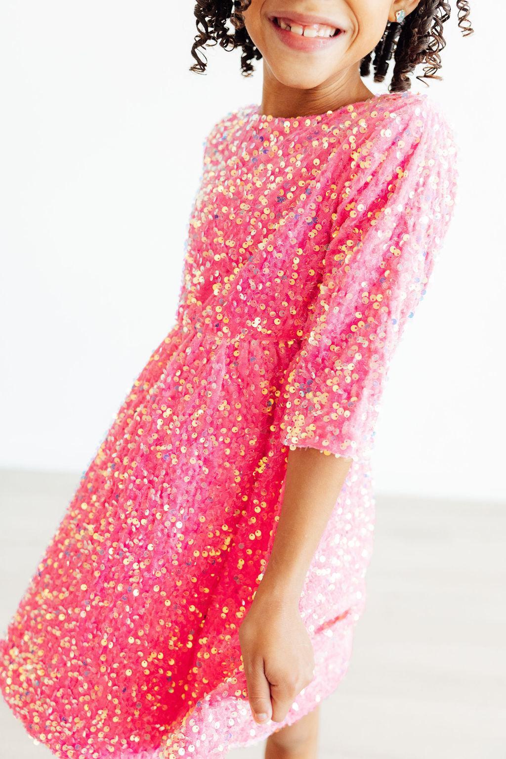 Pink Velvet Sequin Dress 4