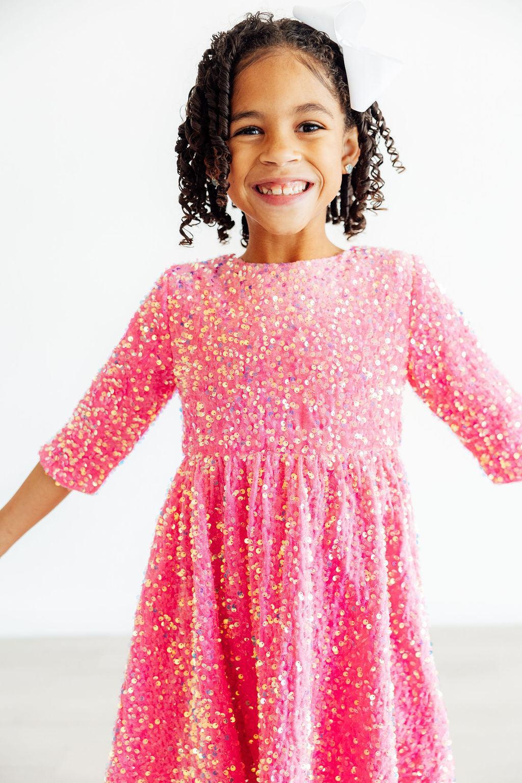 Pink Velvet Sequin Dress 5