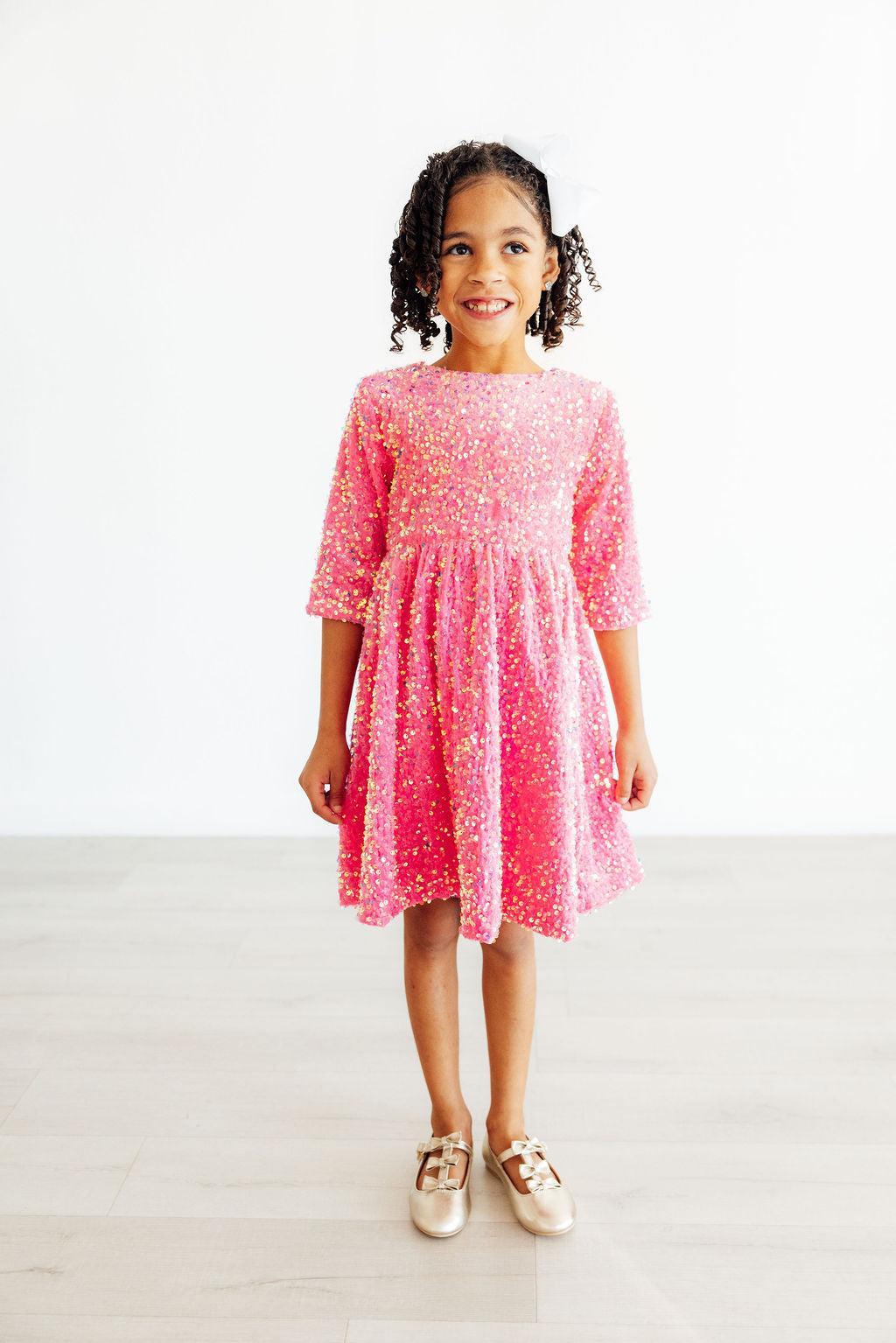 Pink Velvet Sequin Dress 6
