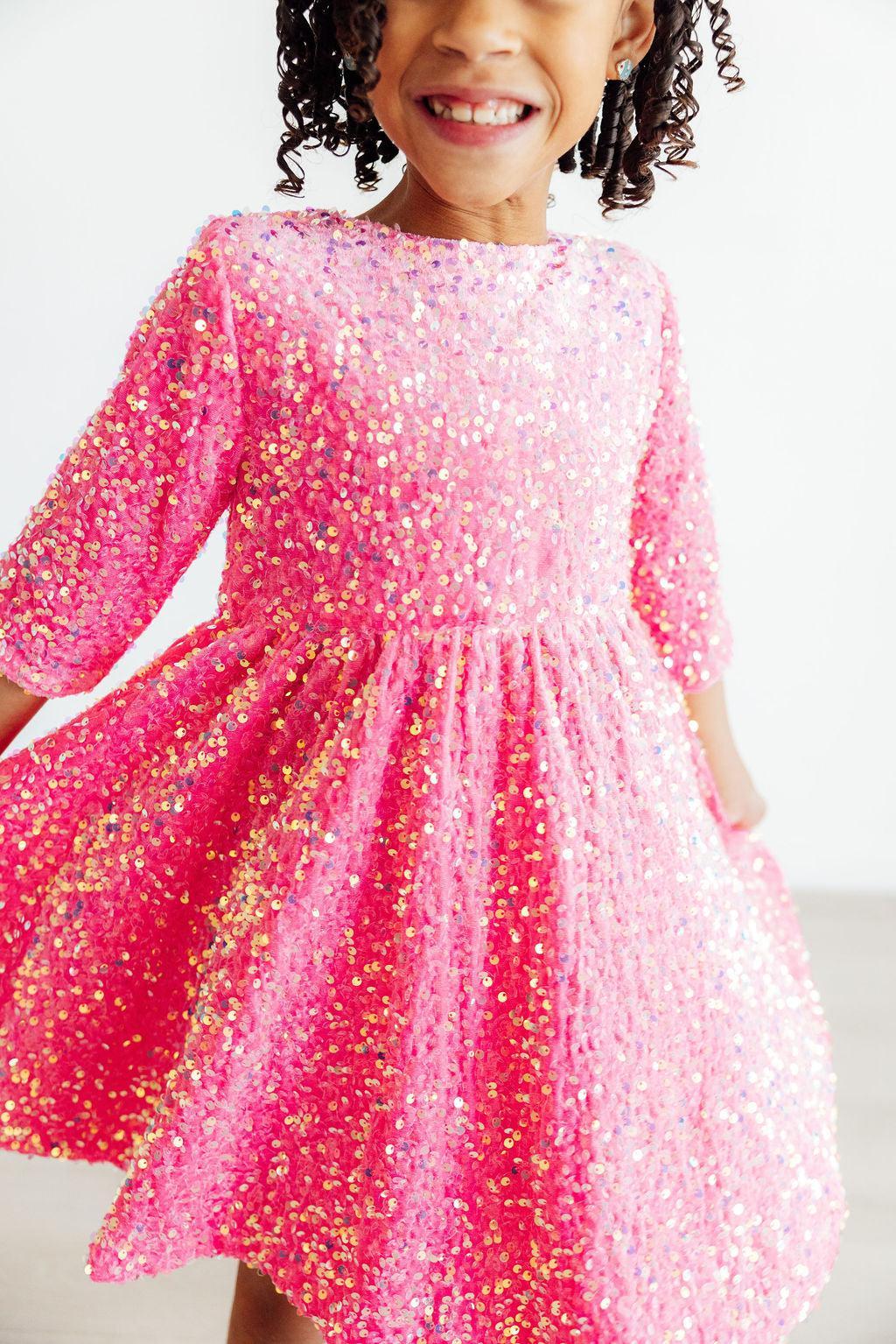 Pink Velvet Sequin Dress 1