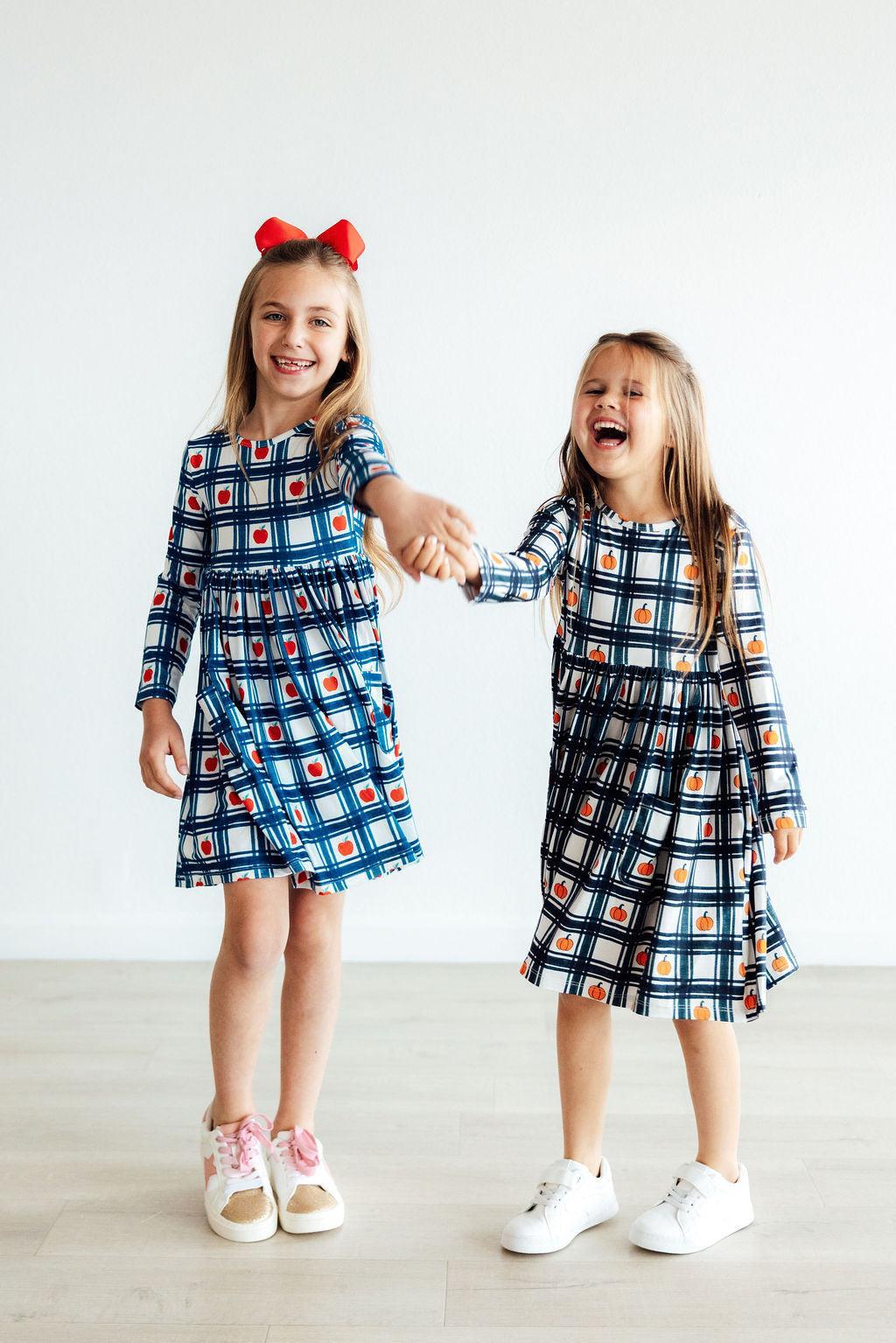 Plaid Pumpkins L/S Pocket Twirl Dress 6