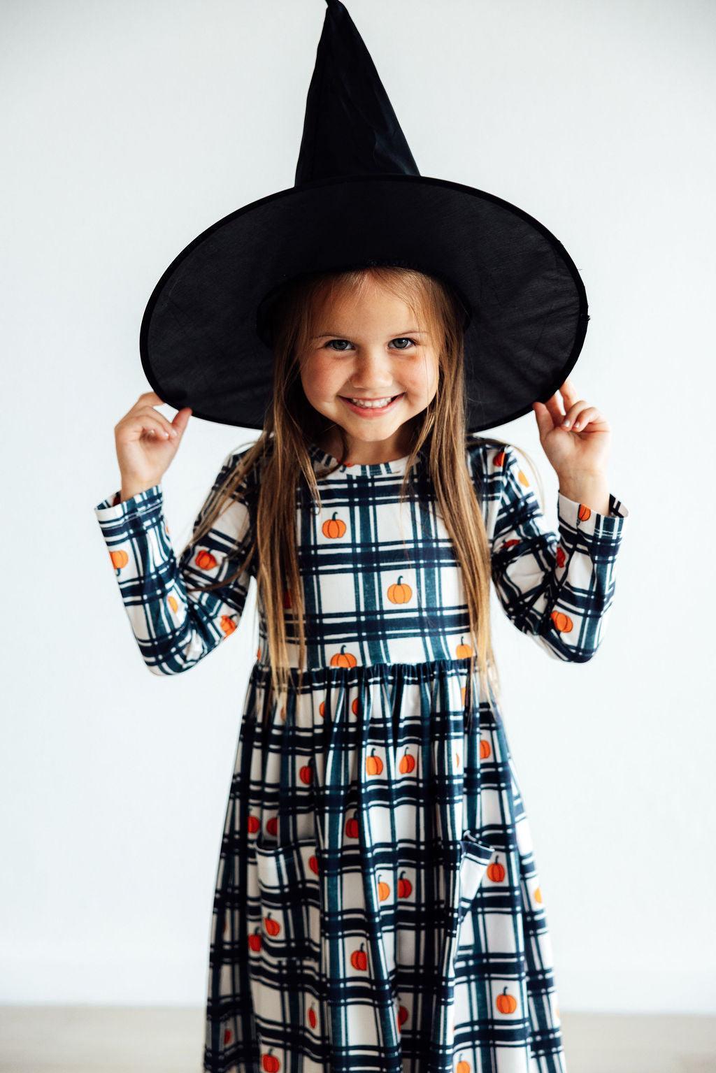 Plaid Pumpkins L/S Pocket Twirl Dress 7