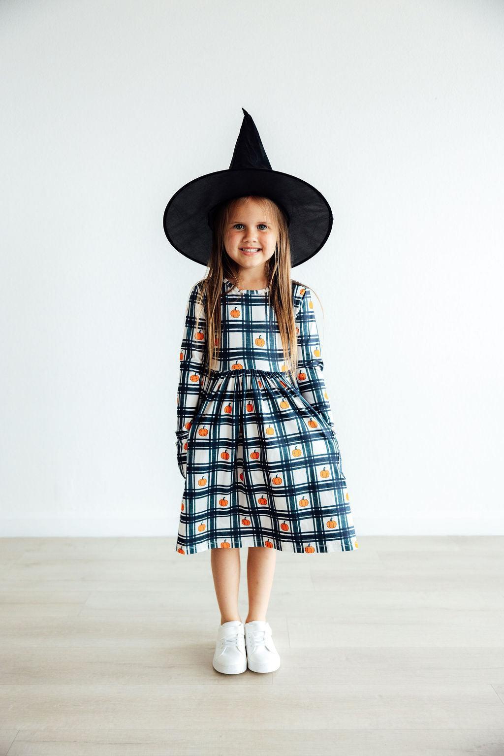 Plaid Pumpkins L/S Pocket Twirl Dress 8