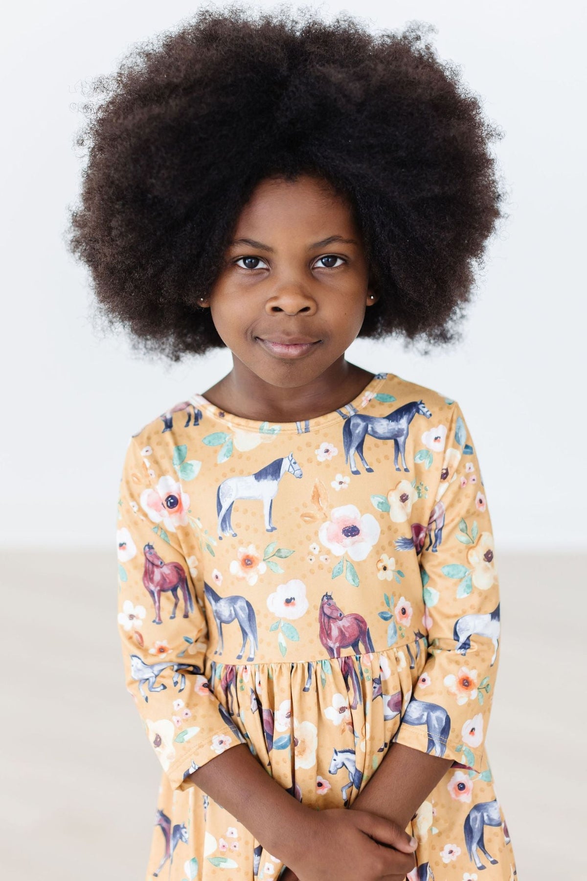 Ponies & Poppies 3/4 Sleeve Pocket Twirl Dress 2