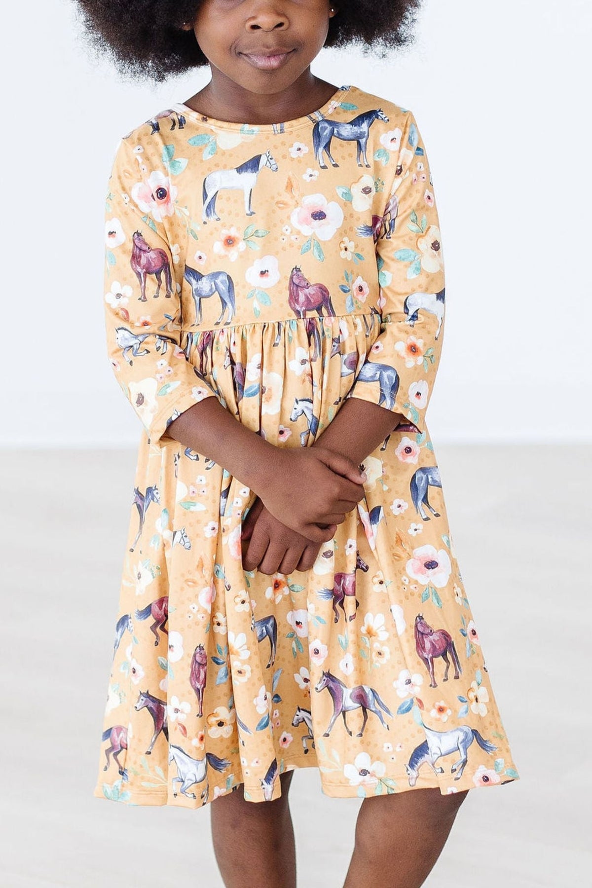 Ponies & Poppies 3/4 Sleeve Pocket Twirl Dress 3