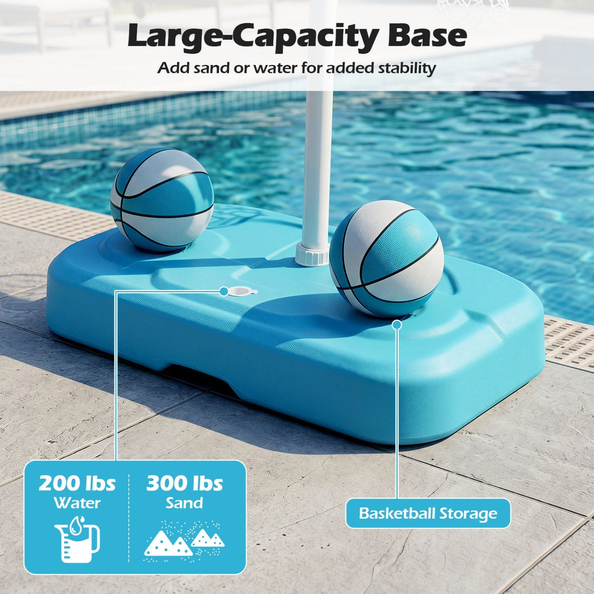 Pool Basketball Hoop Set with 2 Balls and Pump 7