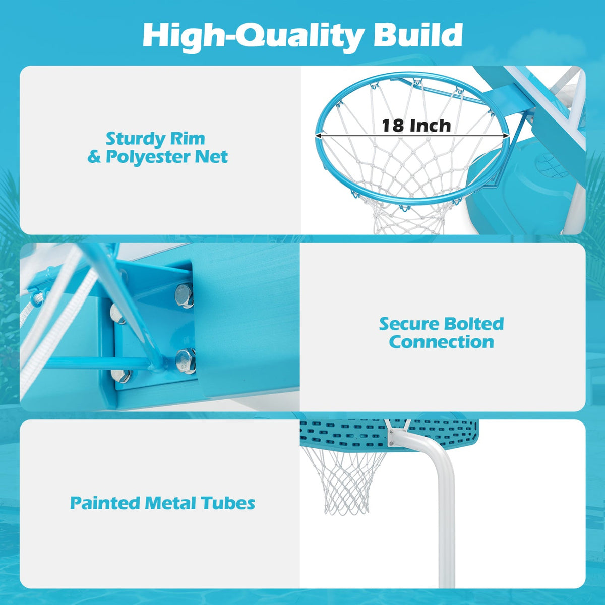 Pool Basketball Hoop Set with 2 Balls and Pump 8