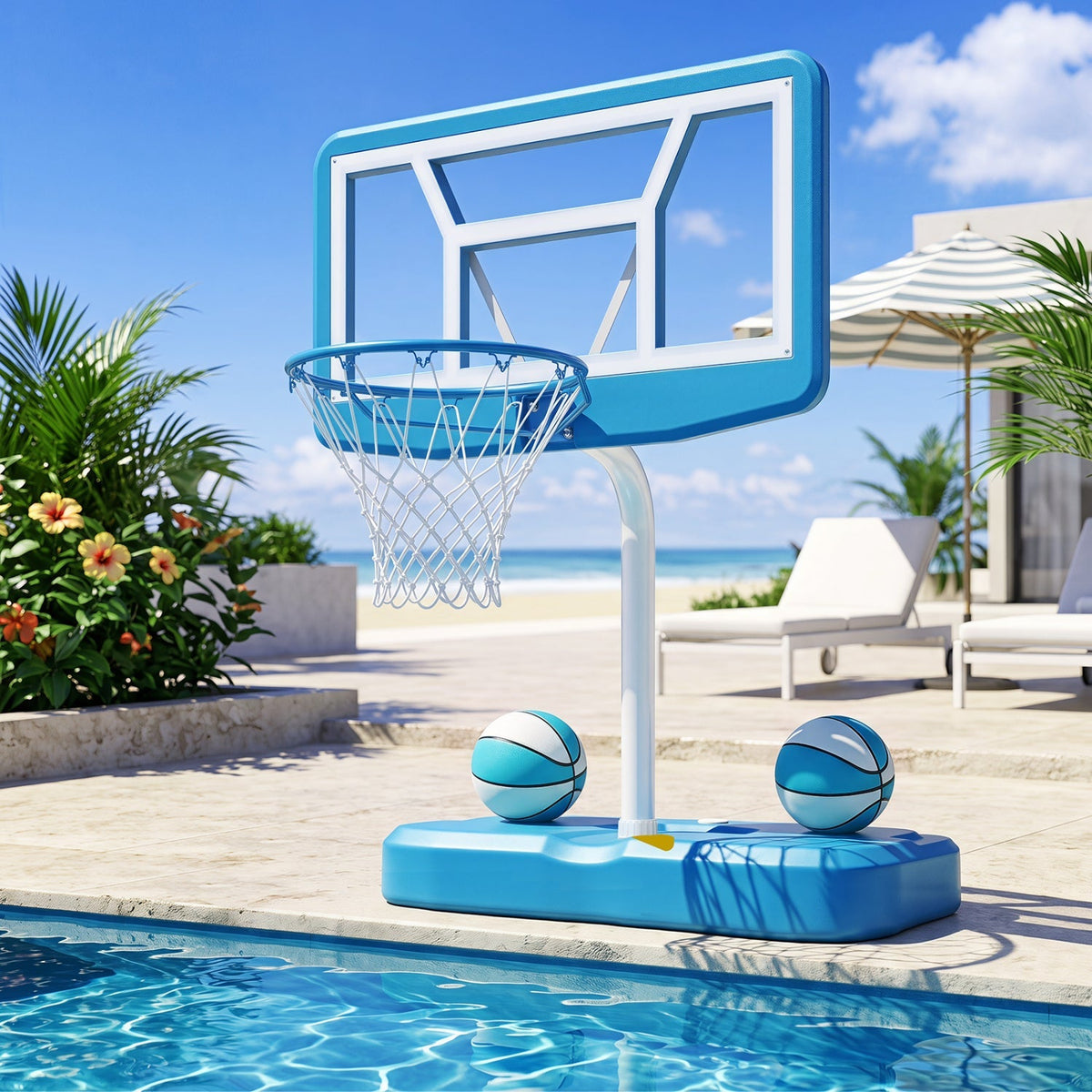 Pool Basketball Hoop Set with 2 Balls and Pump 9