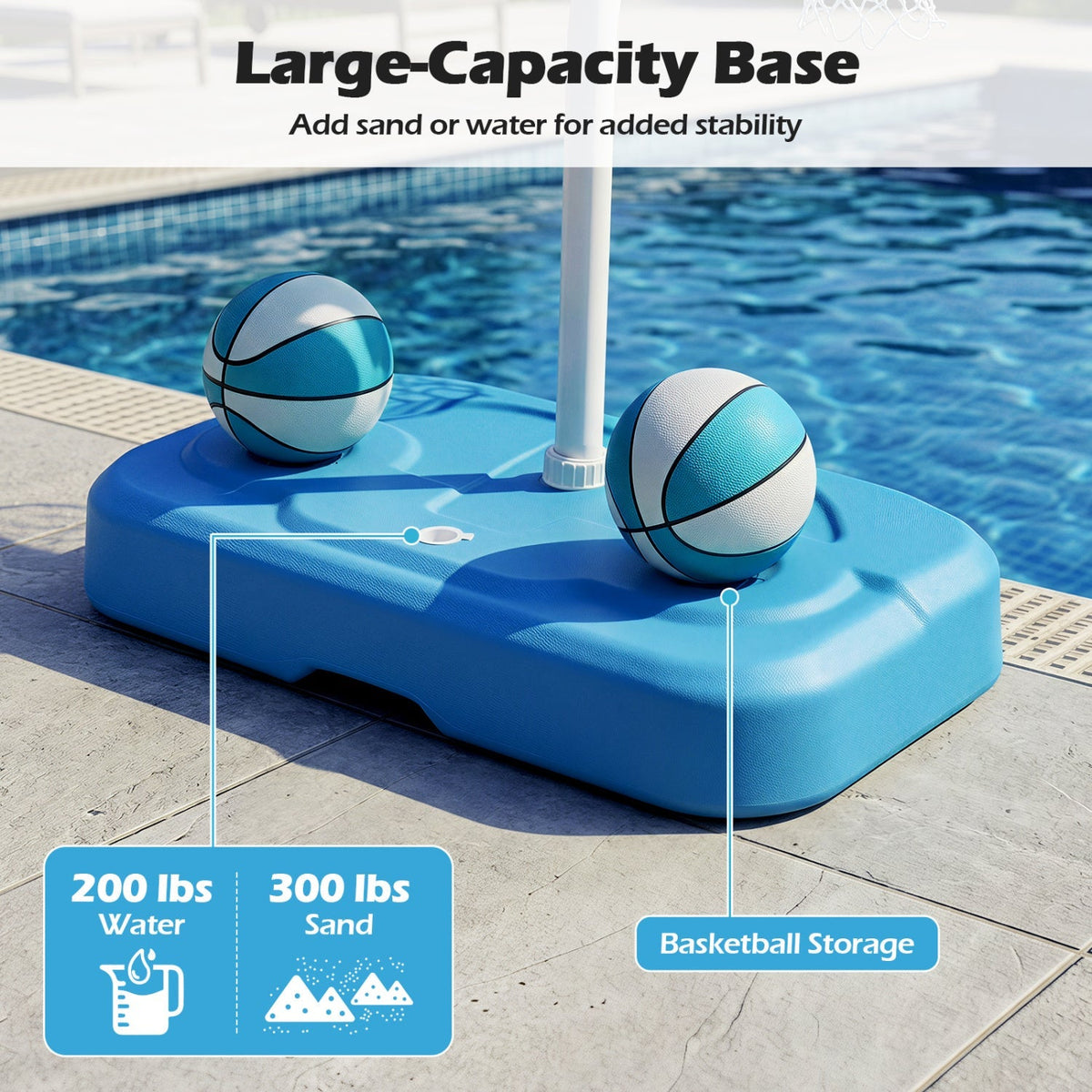 Pool Basketball Hoop Set with 2 Balls and Pump 15