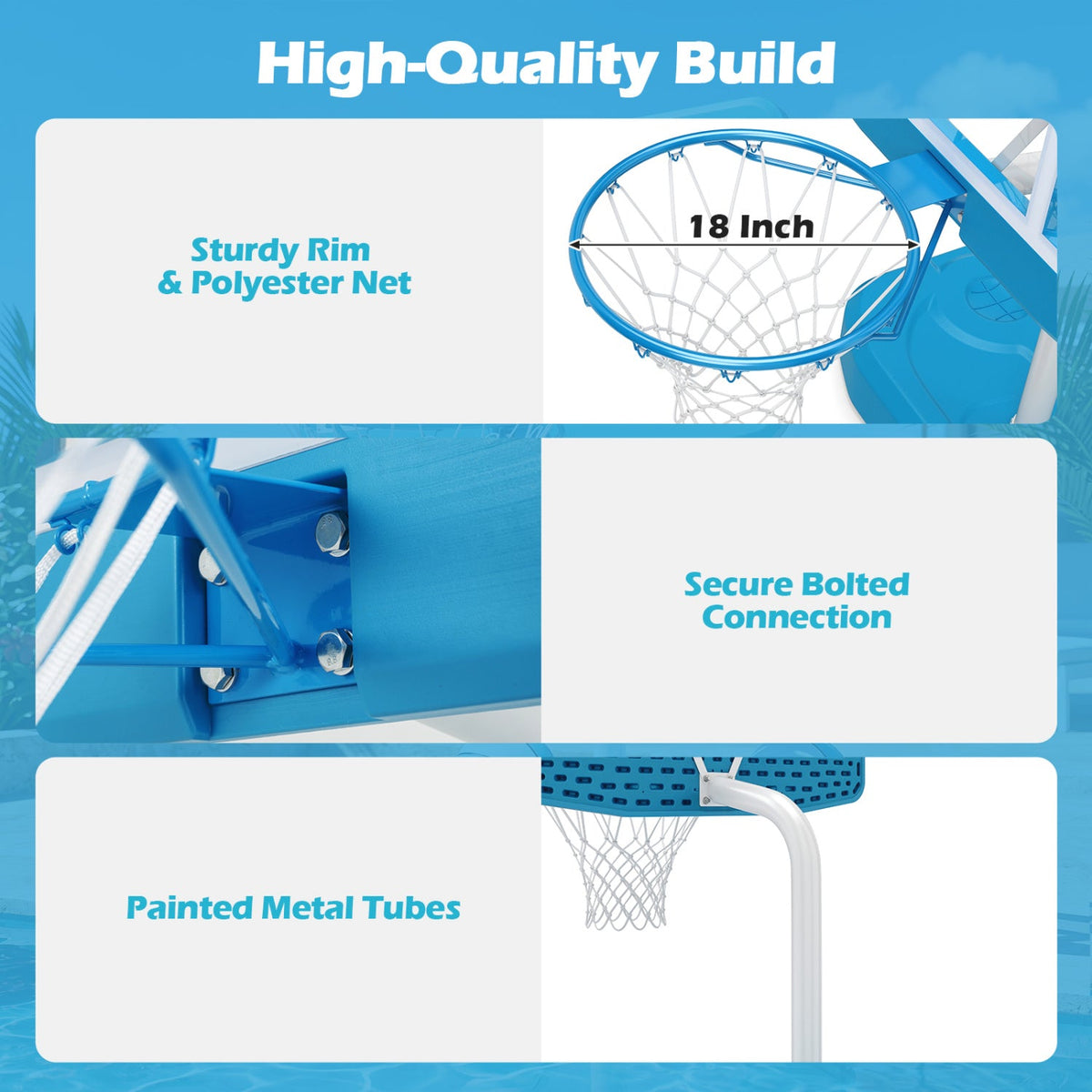 Pool Basketball Hoop Set with 2 Balls and Pump 16