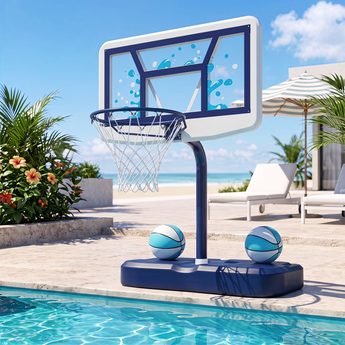Pool Basketball Hoop Set with 2 Balls and Pump 17