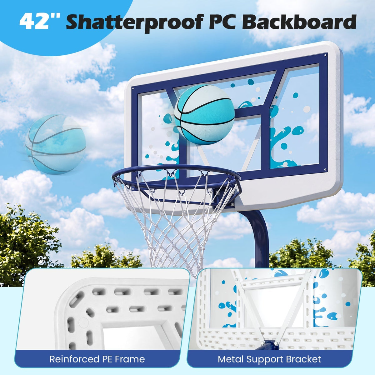 Pool Basketball Hoop Set with 2 Balls and Pump 22