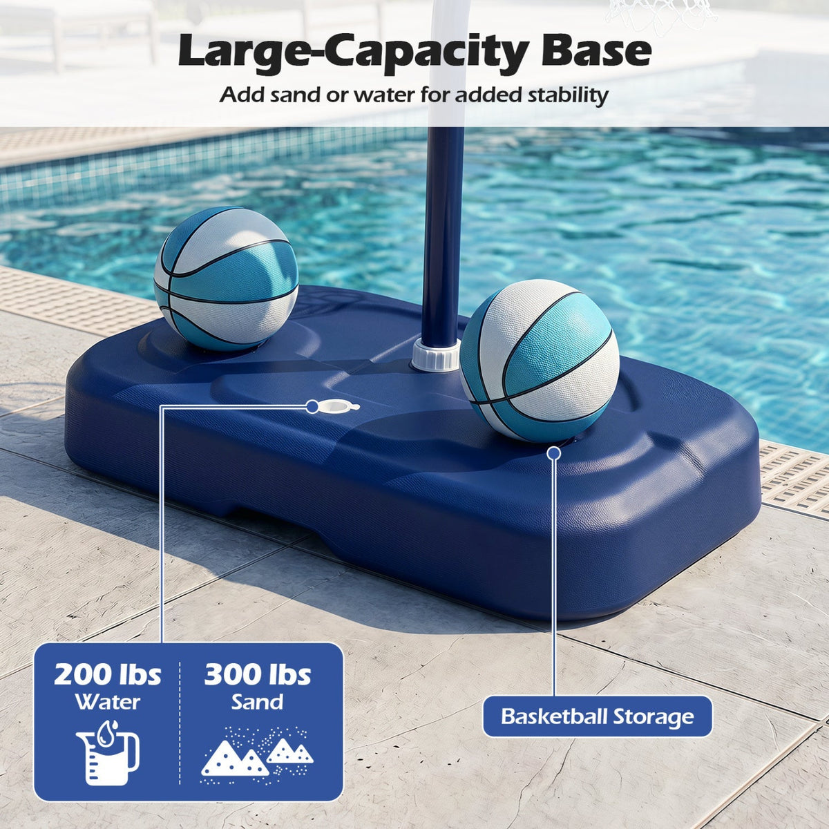 Pool Basketball Hoop Set with 2 Balls and Pump 23